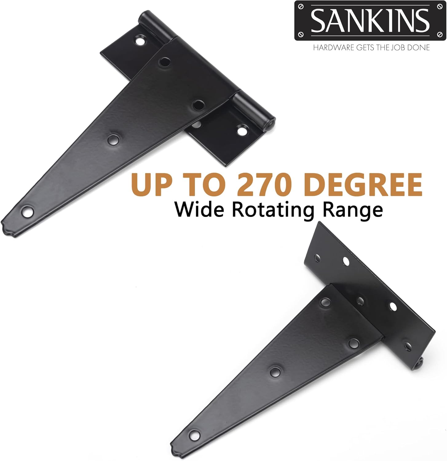 Heavy-Duty T-Strap Hinges for Wood Doors 10-Inch Pack of 6