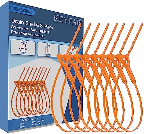 KeyFar 8 Pack 25 Inch Drain Snake Clog Remover