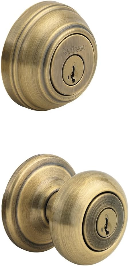 Kwikset Juno Keyed Entry Door Knob Deadbolt Combo Pack with SmartKey Security Microban Protection