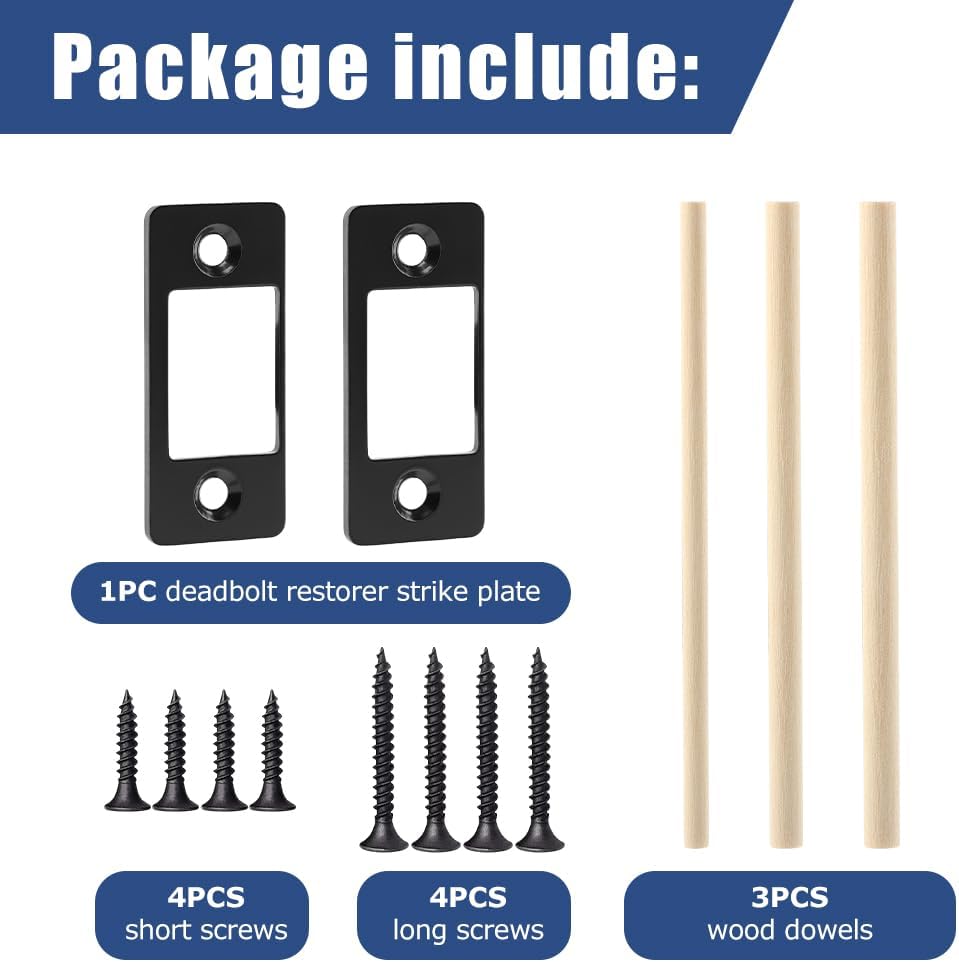 2 Pack Deadbolt RestorerStrike PlatesStainless Steel Latch Rest Home Security Door Repair