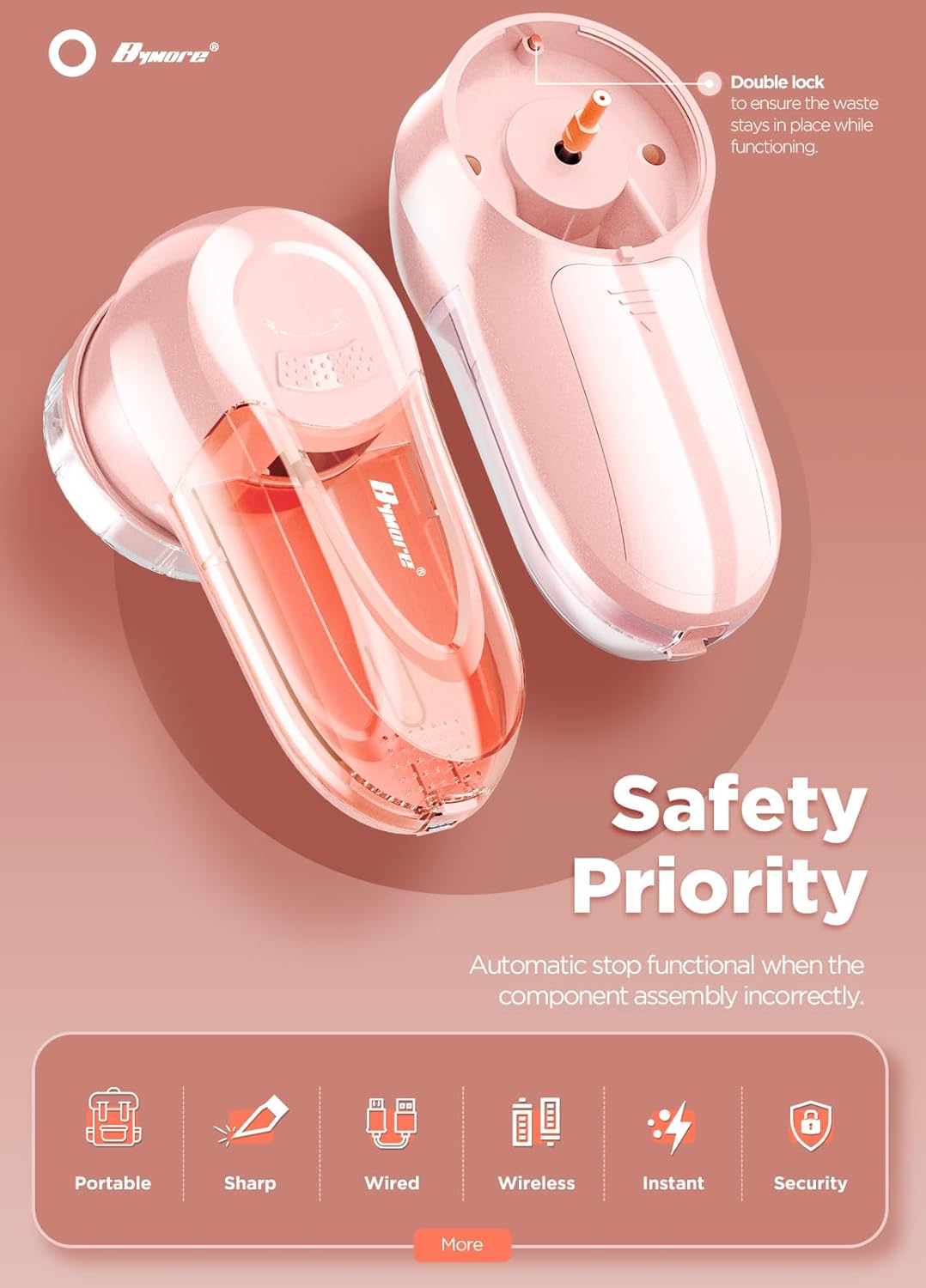 Bymore Skin Smooth Lint Shaver and Sweater Remover 3-in-1 Design for Clothes and Furniture