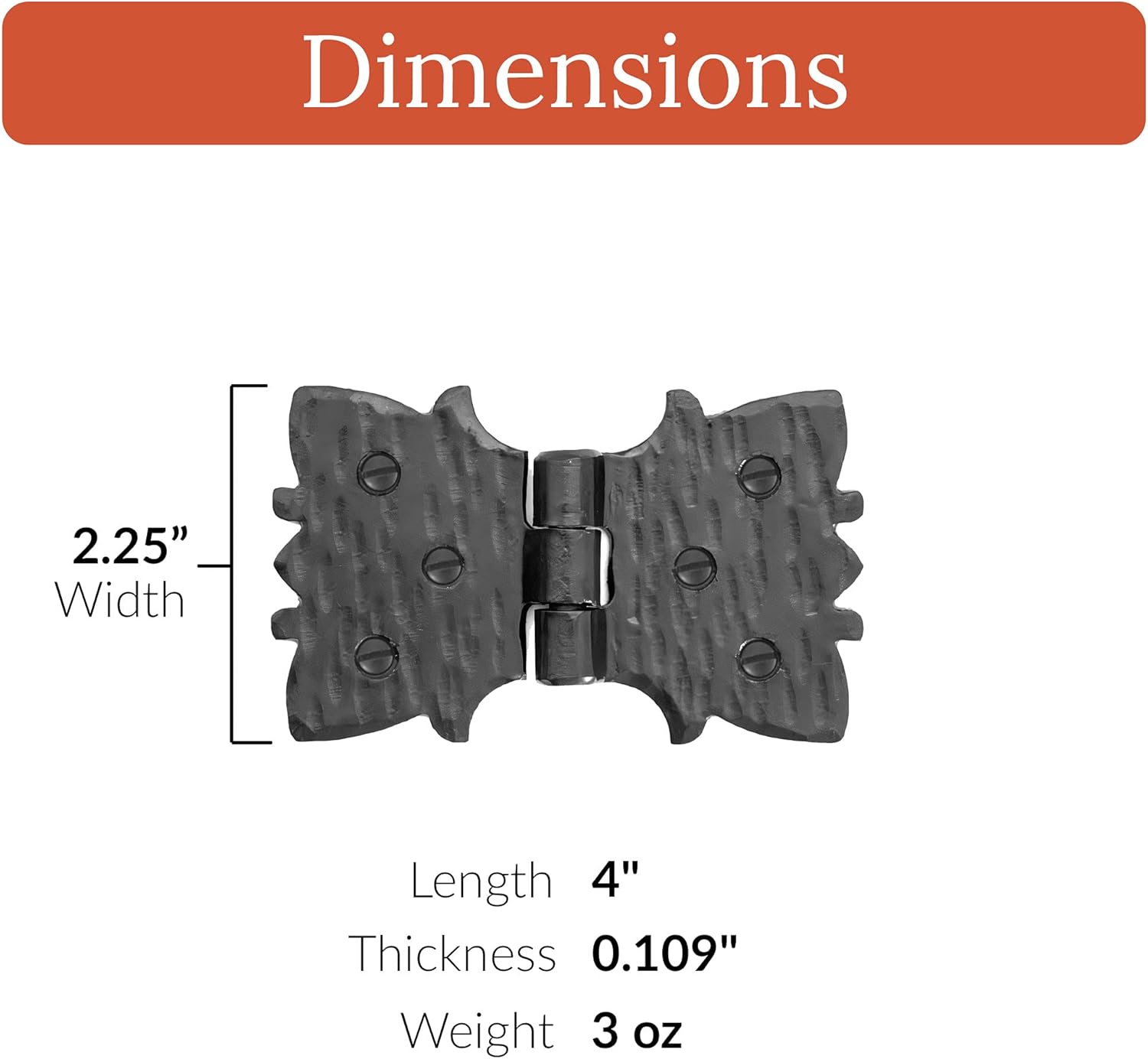 2-Pack Black Wrought Iron Hinges - Handcrafted Farmhouse Door Hinges for Barn Doors Shutter Chests