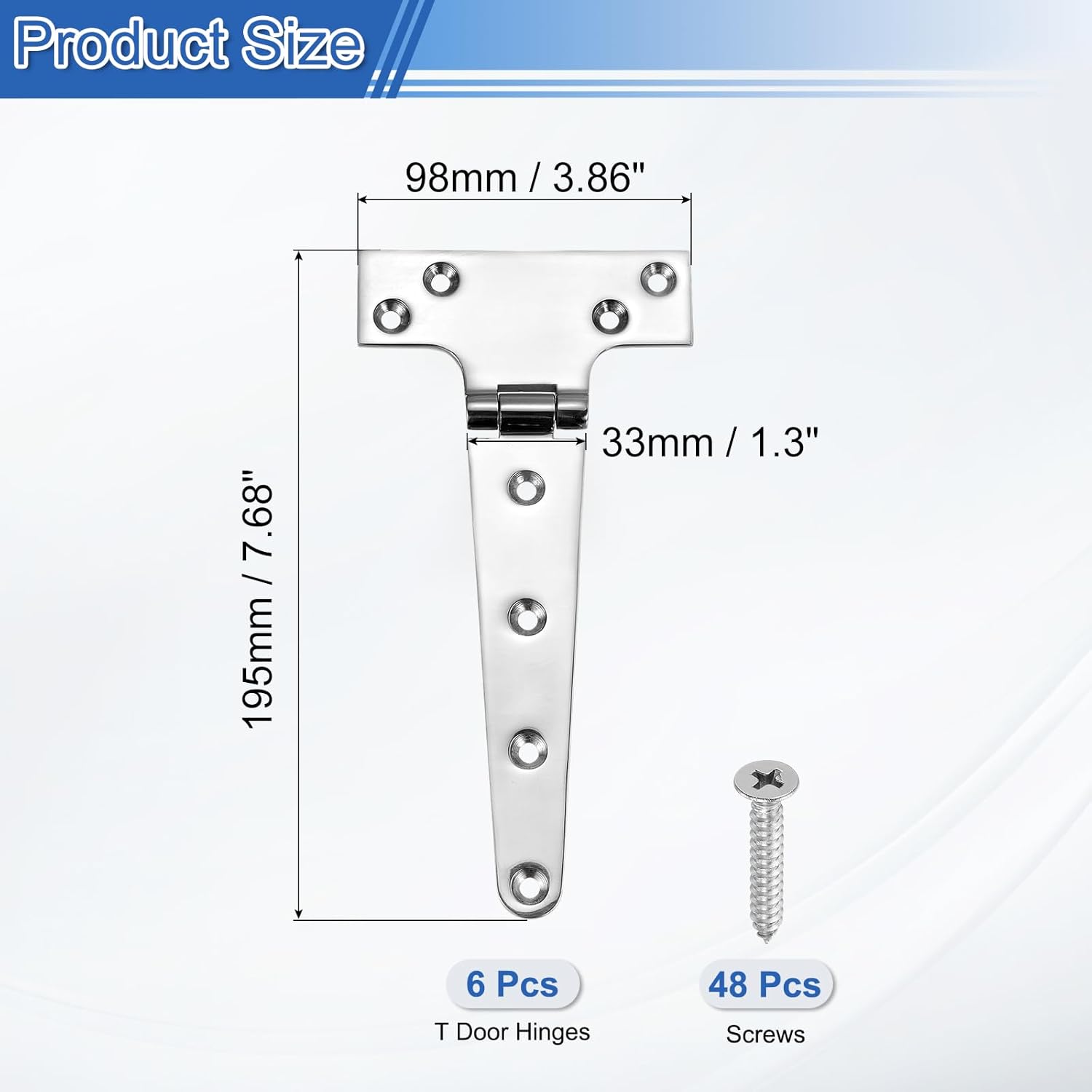 6-Piece T-Strap Shed Door Hinges Silver Outdoor Door Hinges for Barn Garden Gate cabinet door Durable Garden Tool Set