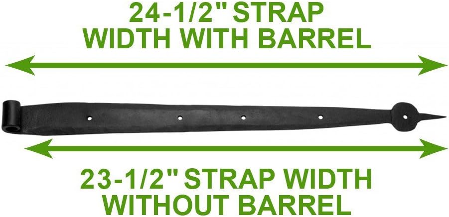 4-Piece Set of Black Wrought Iron Pintle Straps - Door Hinges with Easy Installation