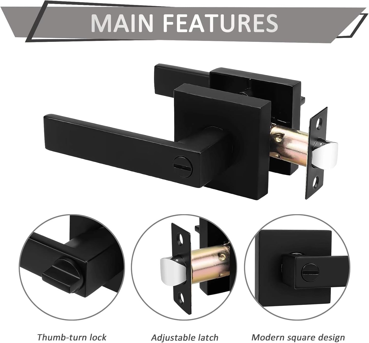 Probrico 10-Piece Matte Black Heavy Duty Privacy Door Handles Two-Handed Door Lever Lock Set for Bedroom BathroomKitchen