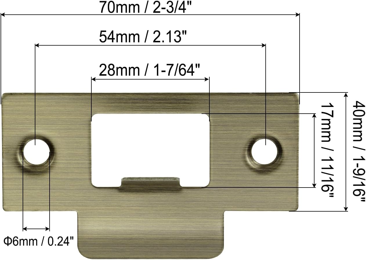 Sturdy 2 Pack Door Lock Strike Plate Set Interior Exterior Door Security Technical Grade Bronze