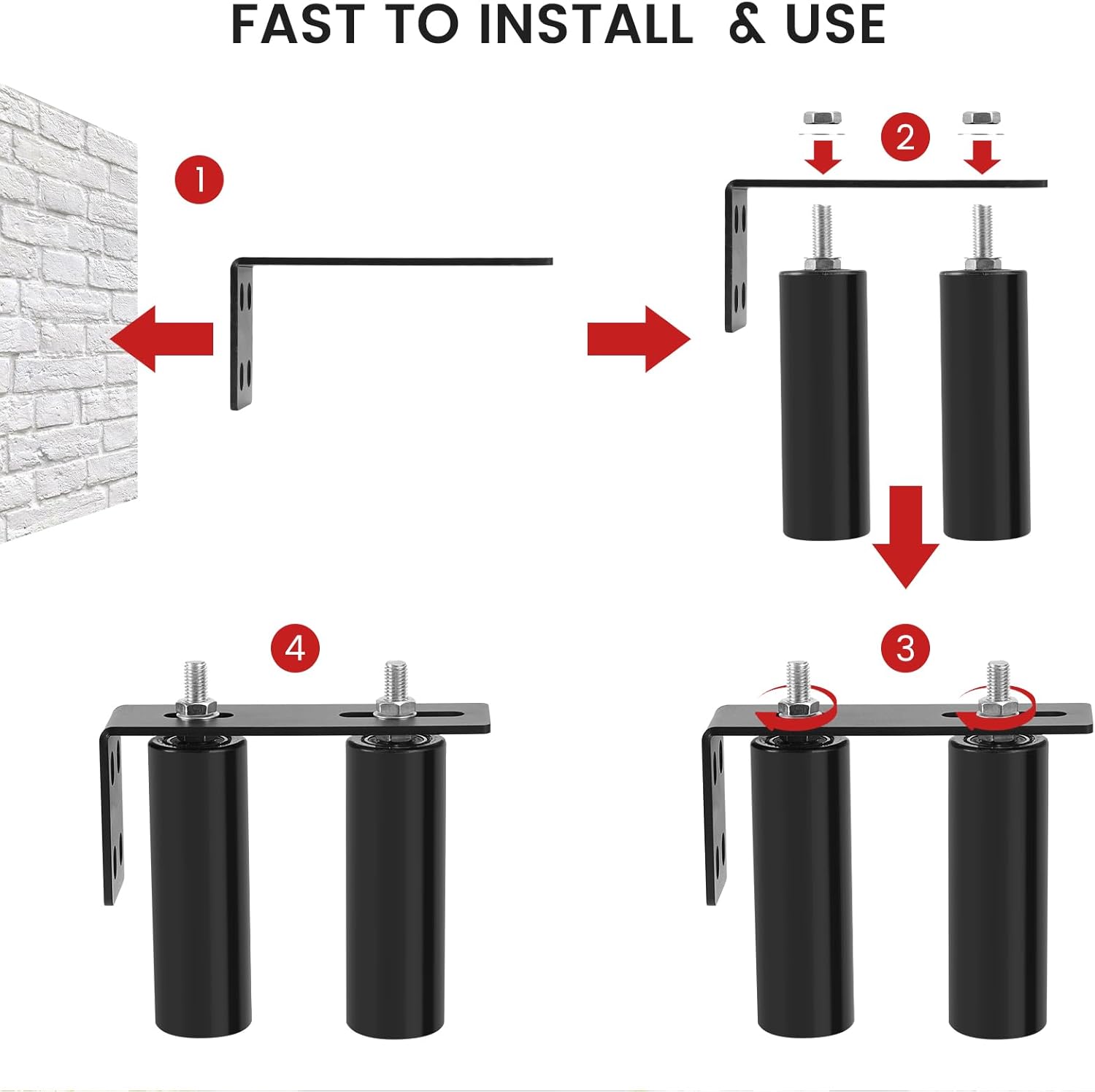 6 Gate Roller Guide Kit Universal L-Shaped Steel Bracket Heavy Duty Sliding Gate Hardware