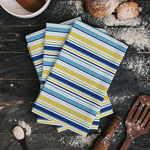ZOE GARDEN Yellow Blue Stripe 4-Piece Kitchen Towels Microfiber Quick Dry Durable Kitchen Bathroom Use