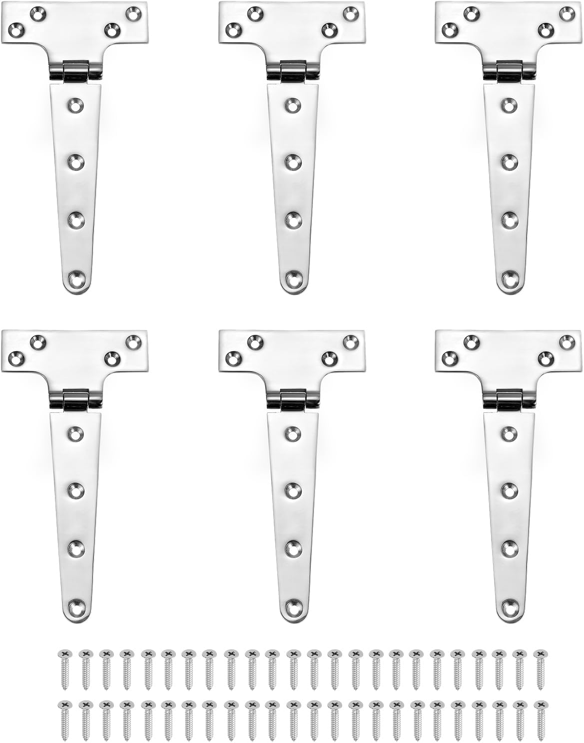 6-Piece T-Strap Shed Door Hinges Silver Outdoor Door Hinges for Barn Garden Gate cabinet door Durable Garden Tool Set
