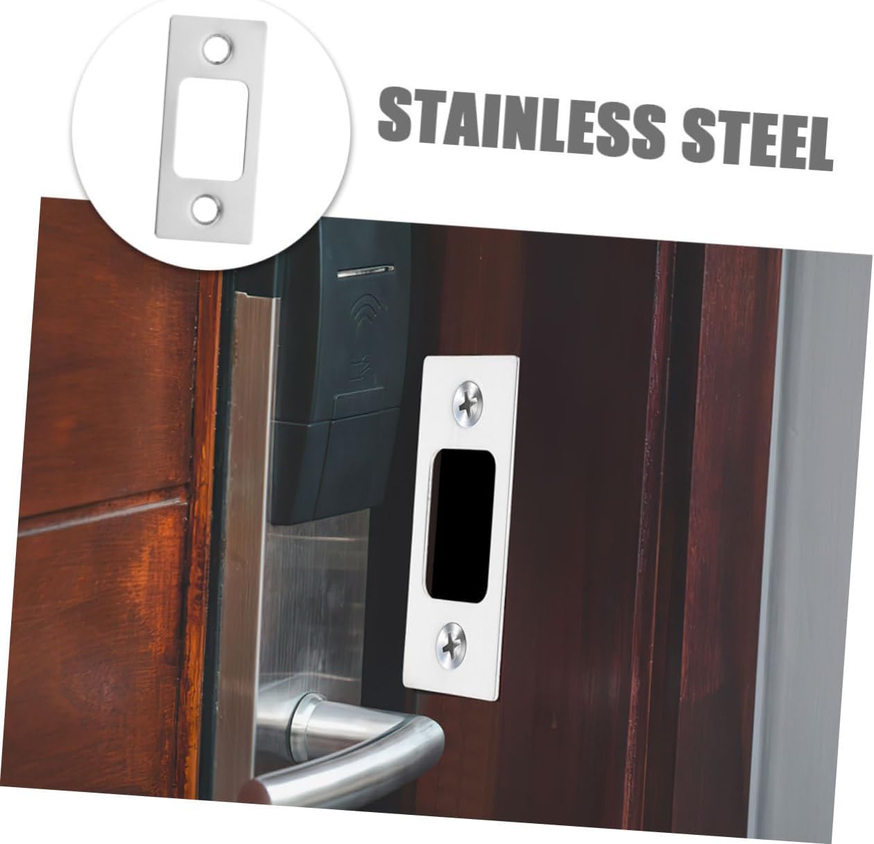 DOITOOL 4pc Stainless Steel Deadbolt Strike Plates Durable Door Backplates for Interior Exterior Doors Secure Lock Cover