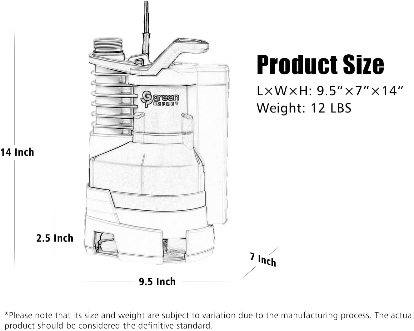 MV Green Expert 1HP Sump Pump 4000GPH - Effortlessly remove water from flooded basements pools and more