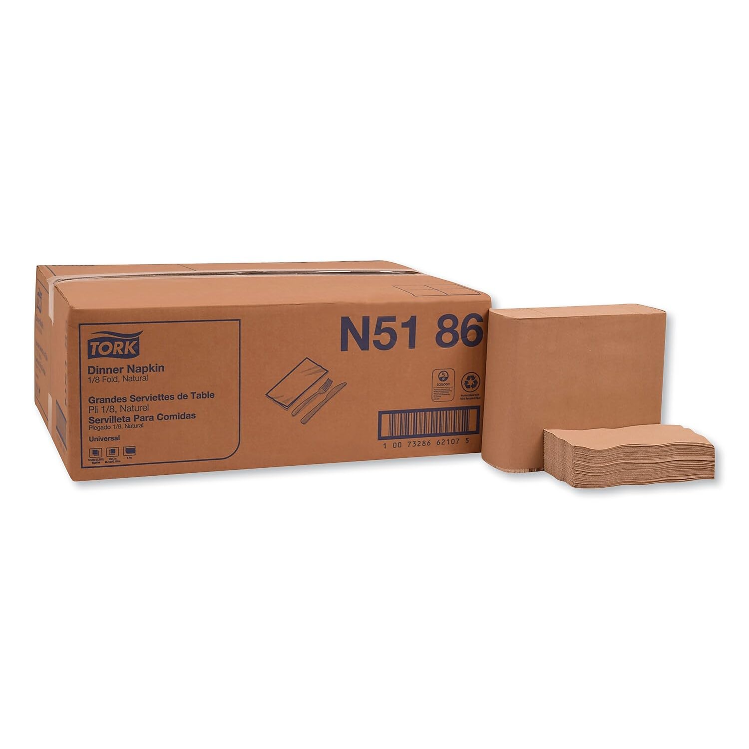 Tork Natural Dinner Napkins 1-ply 18 Fold Eco-Friendly Perfect for High-Volume Use