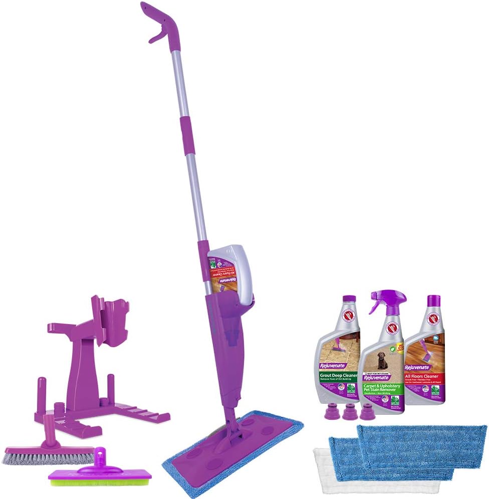 Rejuvenate Click N Clean - All-in-One Multi-Surface Spray Mop System Bundle with Storage Caddy