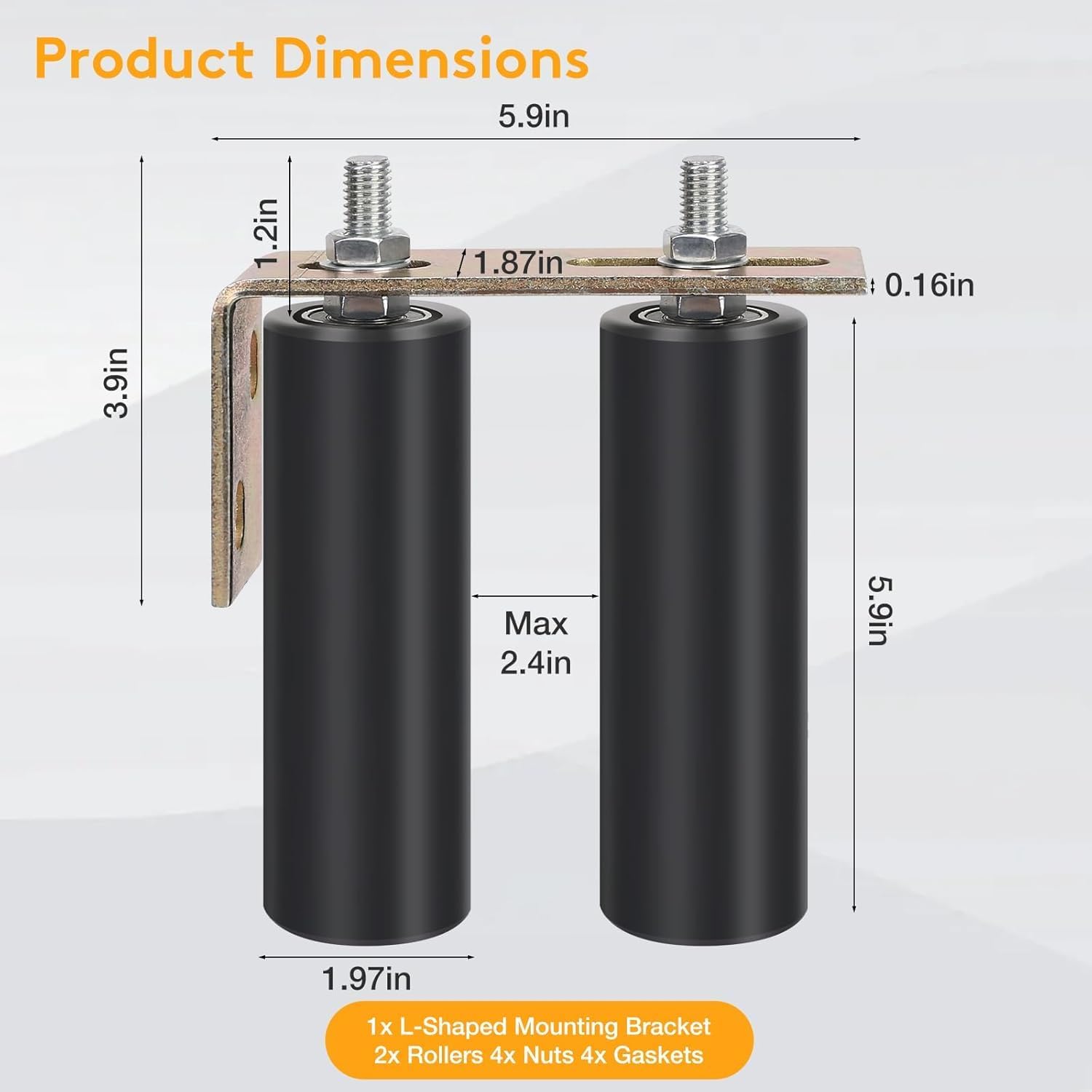 2 Pack 6 Heavy Duty Gate Roller Guide with L-Bracket Universal Adjustable Sliding Door Hardware