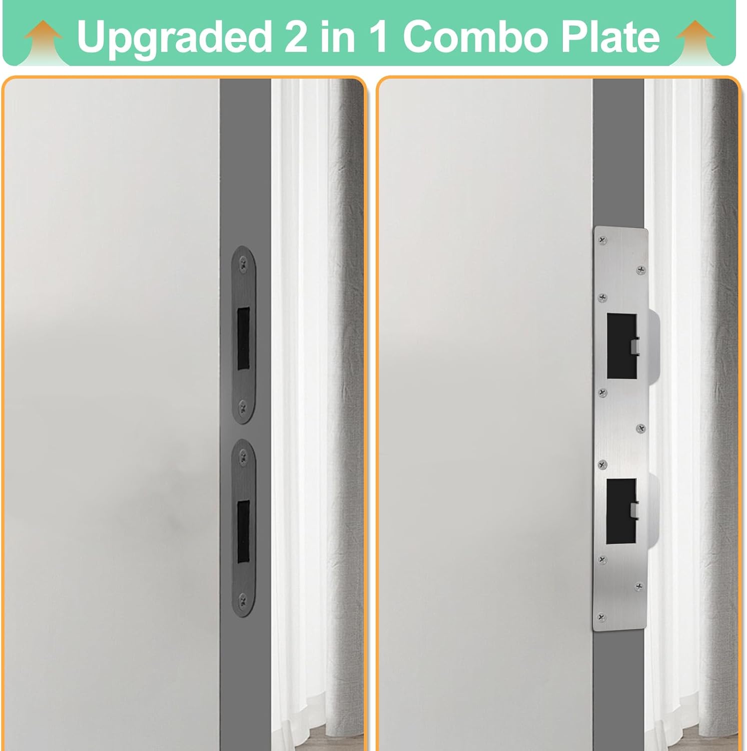 Bryzaxu Door Strike Plate Durable Steel for 55-6 Holes Prioritize Home Security