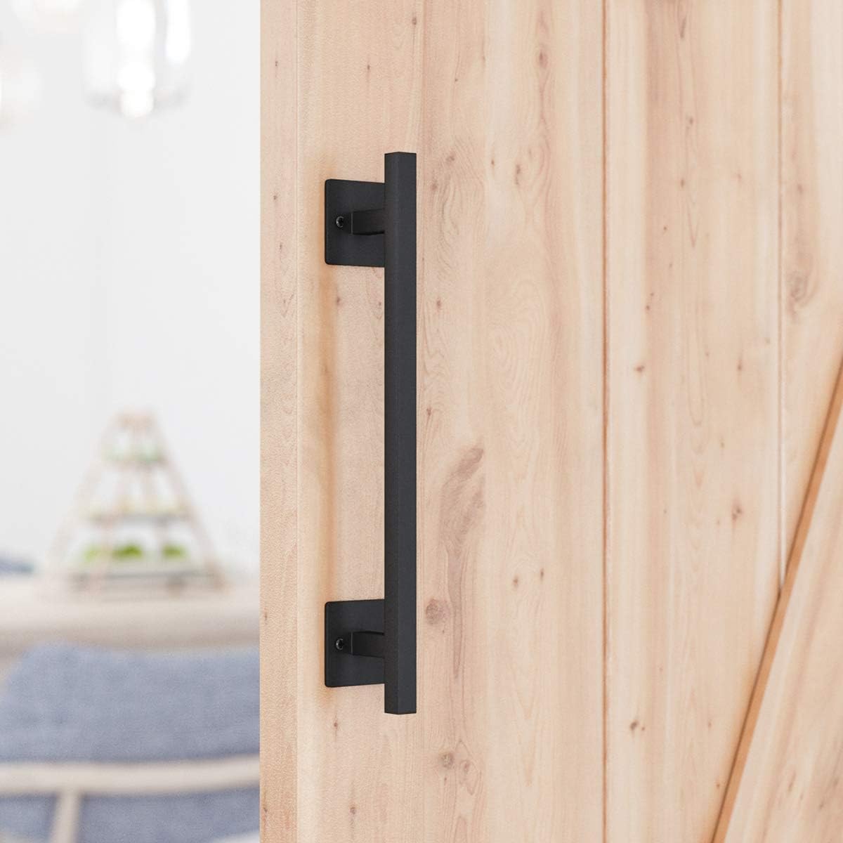 Sturdy Heavy Duty Barn Door Handle Antique Rustic Black Flush Square Base Pull