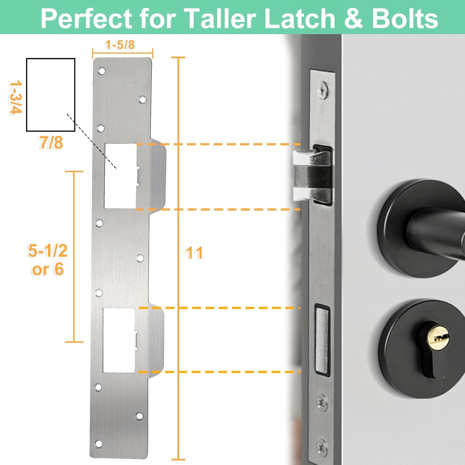 Bryzaxu Door Strike Plate Durable Steel for 55-6 Holes Prioritize Home Security