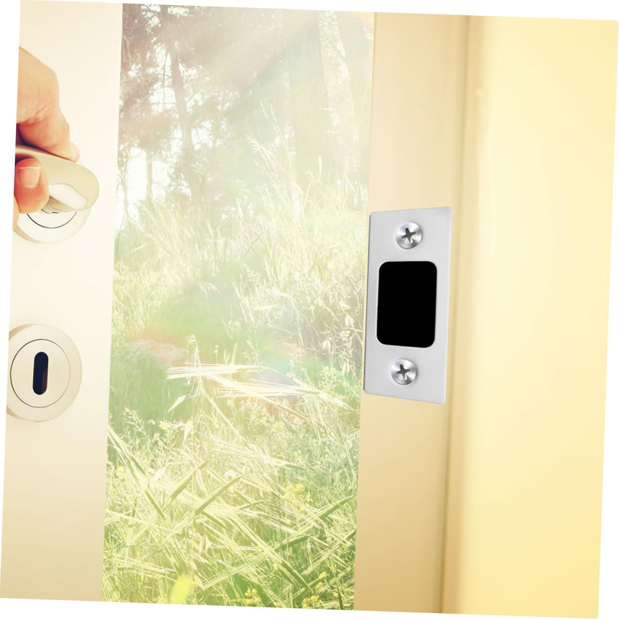 DOITOOL 4pc Stainless Steel Deadbolt Strike Plates Durable Door Backplates for Interior Exterior Doors Secure Lock Cover