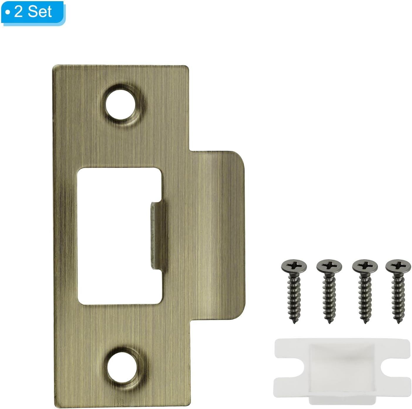 Sturdy 2 Pack Door Lock Strike Plate Set Interior Exterior Door Security Technical Grade Bronze