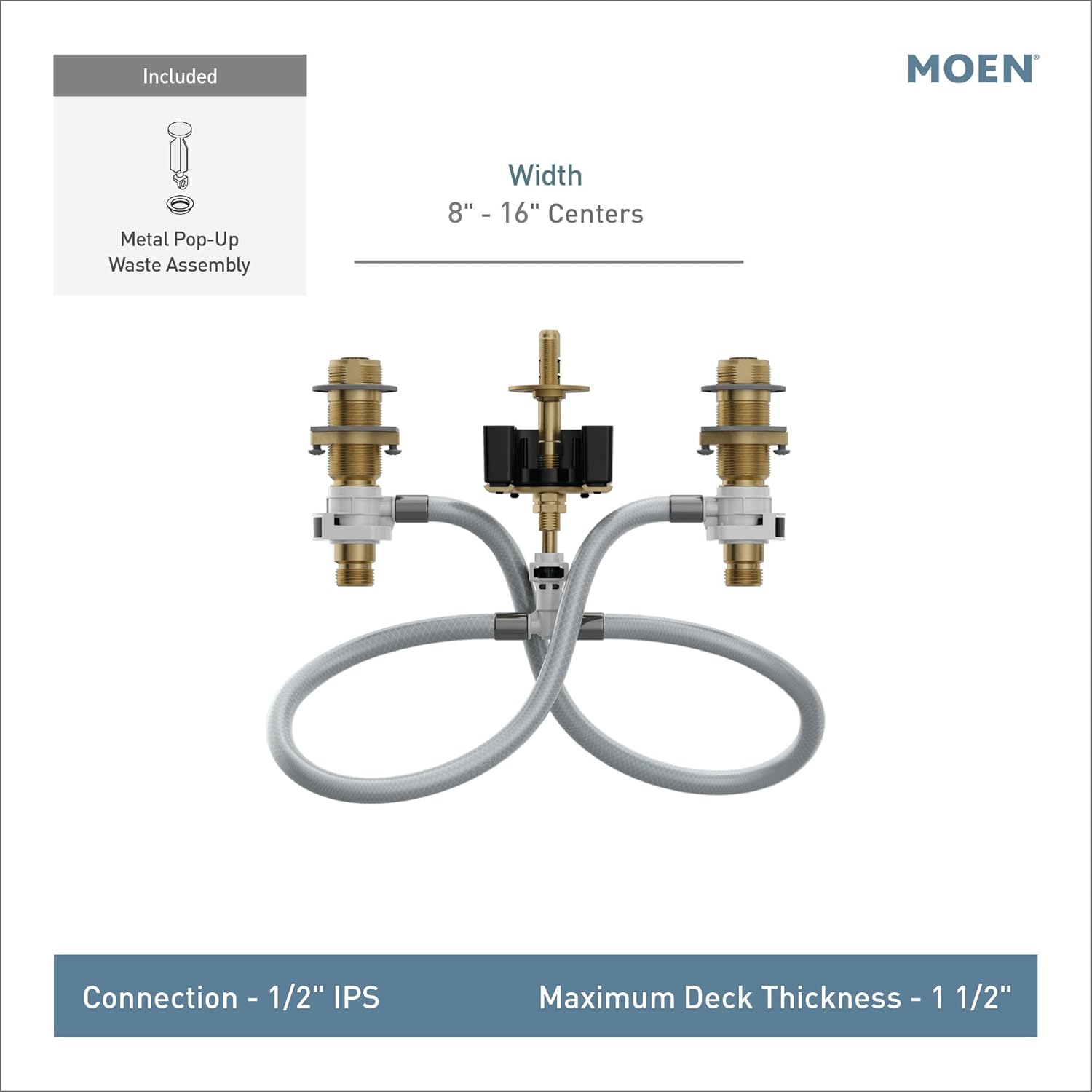 MoeCN Brass Widespread Faucet with M-PACT Technology for Easy Installation Longevity