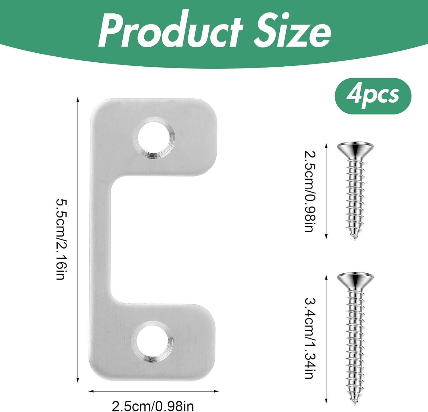 4-Piece Adjustable Door Strike Plate Set with for Exterior Doors Deadbolt Security