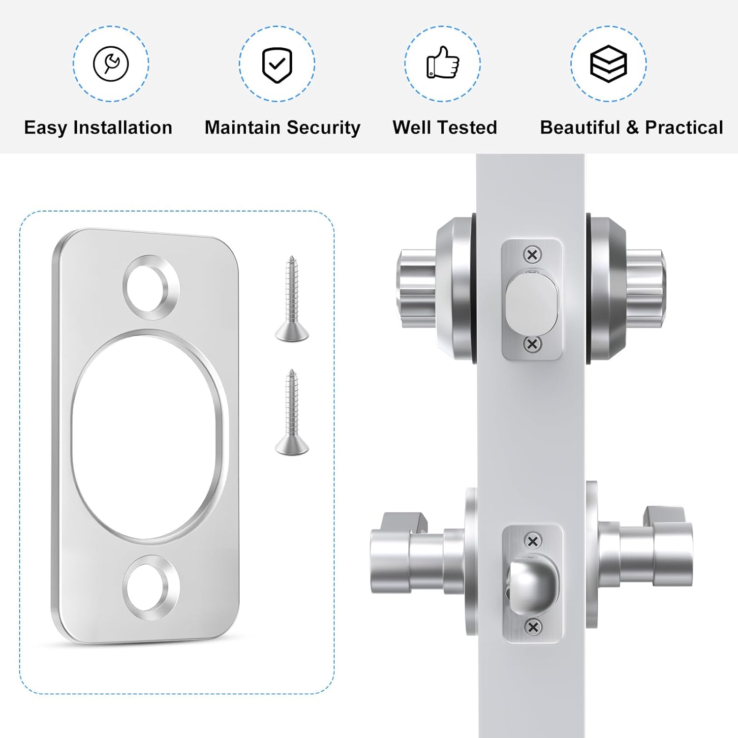 RO6G Strike Plate Door Backplate - 1x2-14 Round Corner Deadbolt Strike Plate for Security Doors