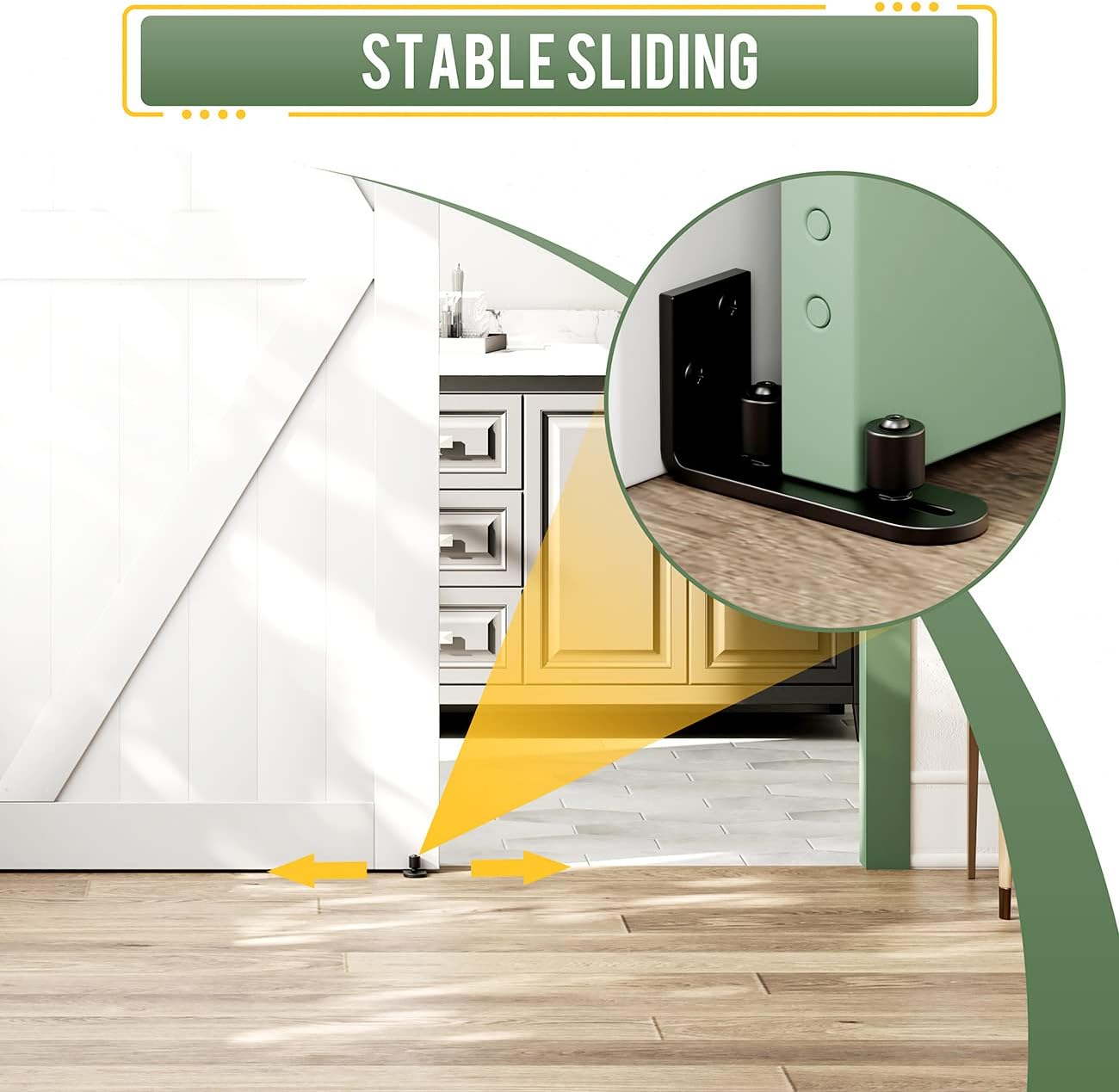 Smartsmith Two-Piece Barn Guide for Doors Smooth Glide Ball Bearings Frame Durable Steel Door Hardware Black