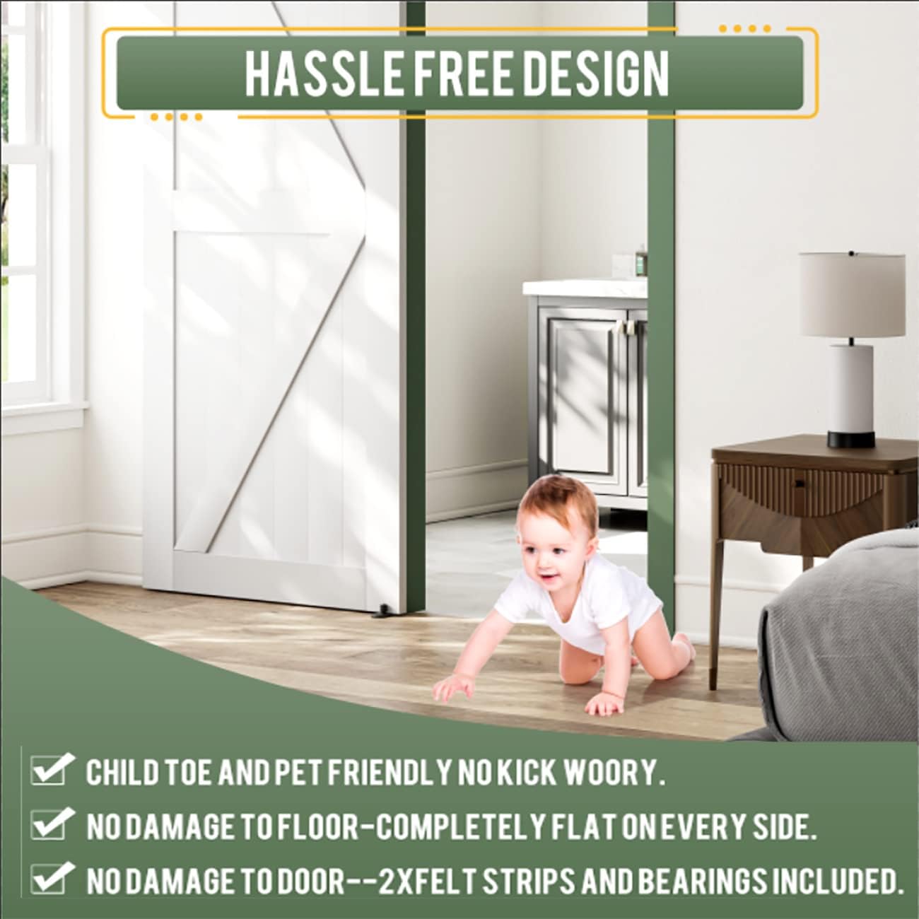 Smartsmith Two-Piece Barn Guide for Doors Smooth Glide Ball Bearings Frame Durable Steel Door Hardware Black