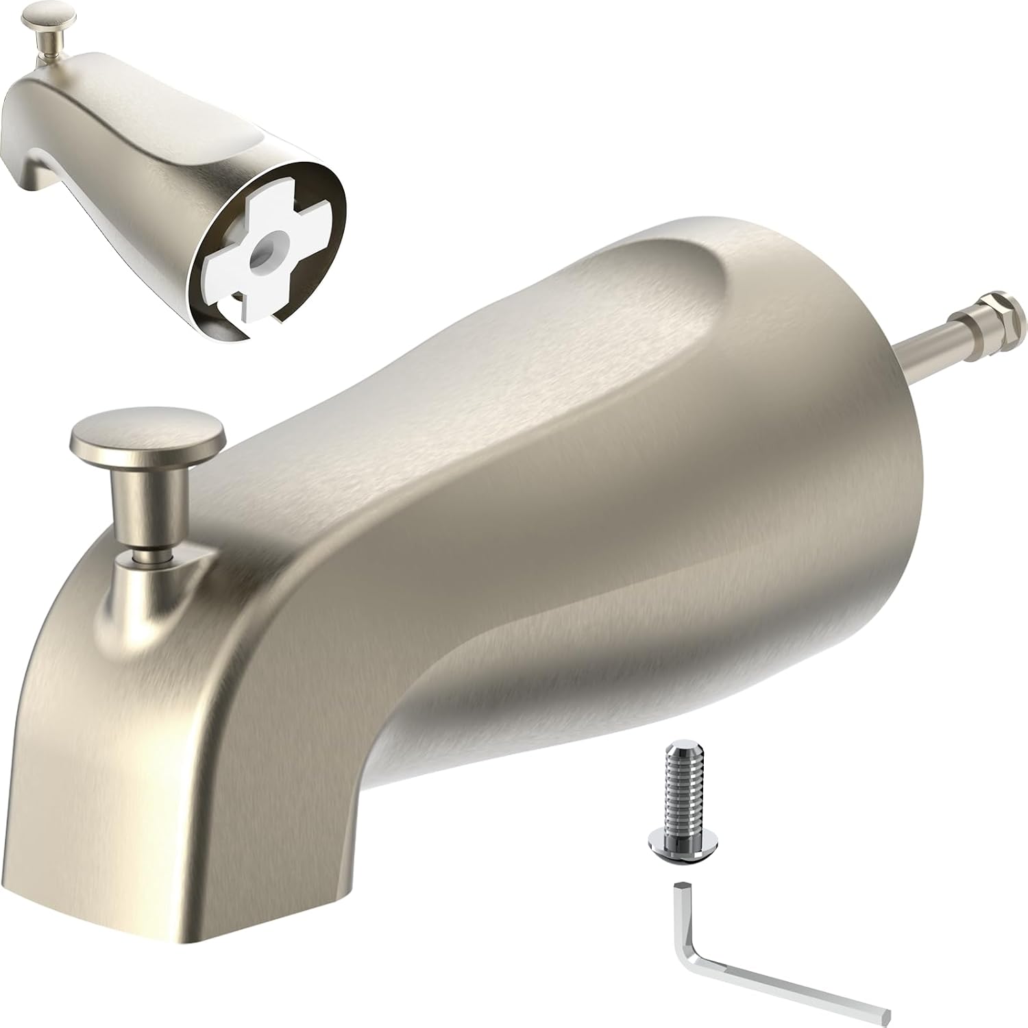 Gold Hao 5 Universal Slip-On Tub Spout with Diverter -install easily save water 58 Copper Pipe Brushed Nickel