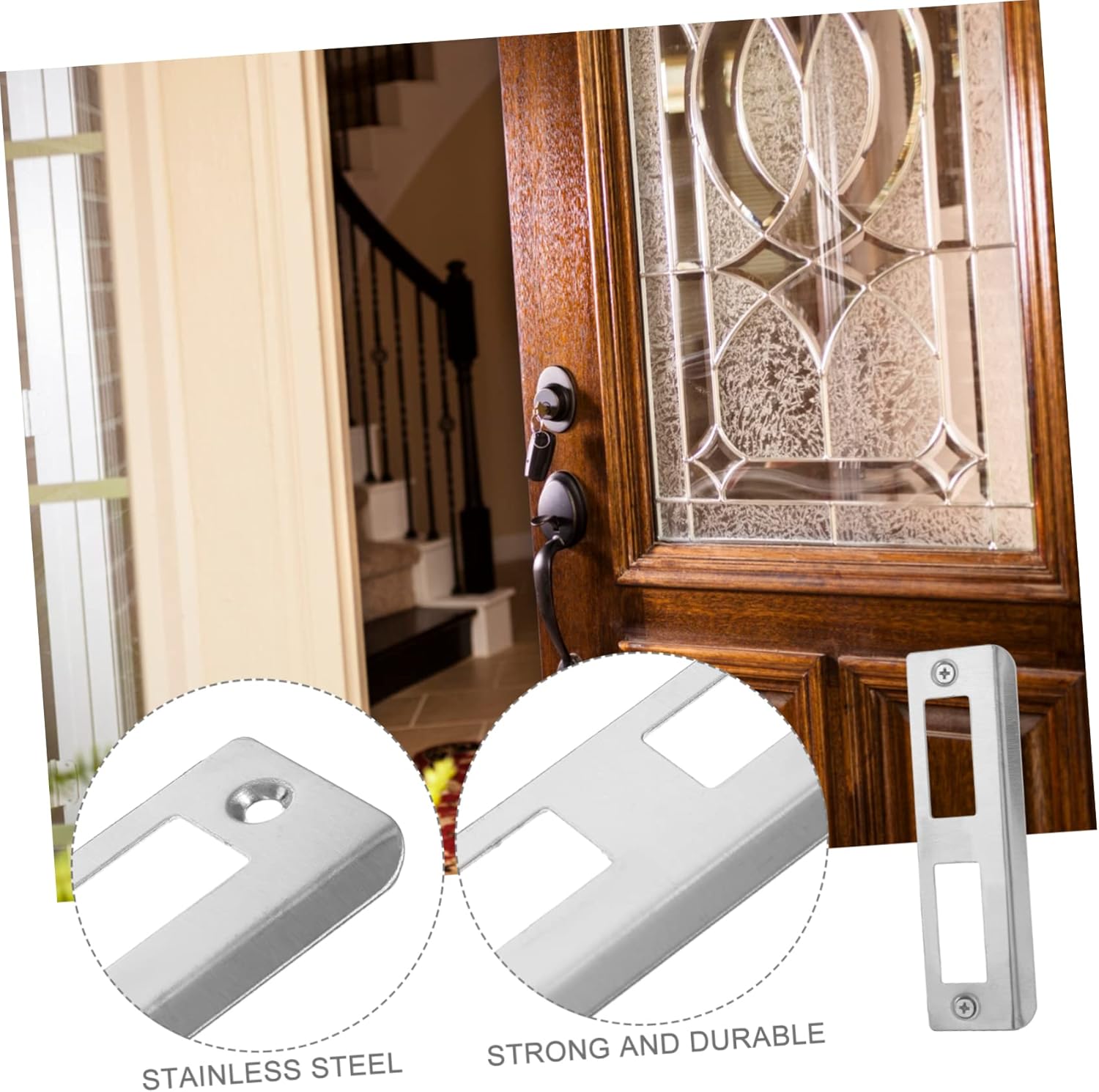 Stainless Steel Door Plate Kit for DeadboltInstallation - Secure Durable Door Reinforcement