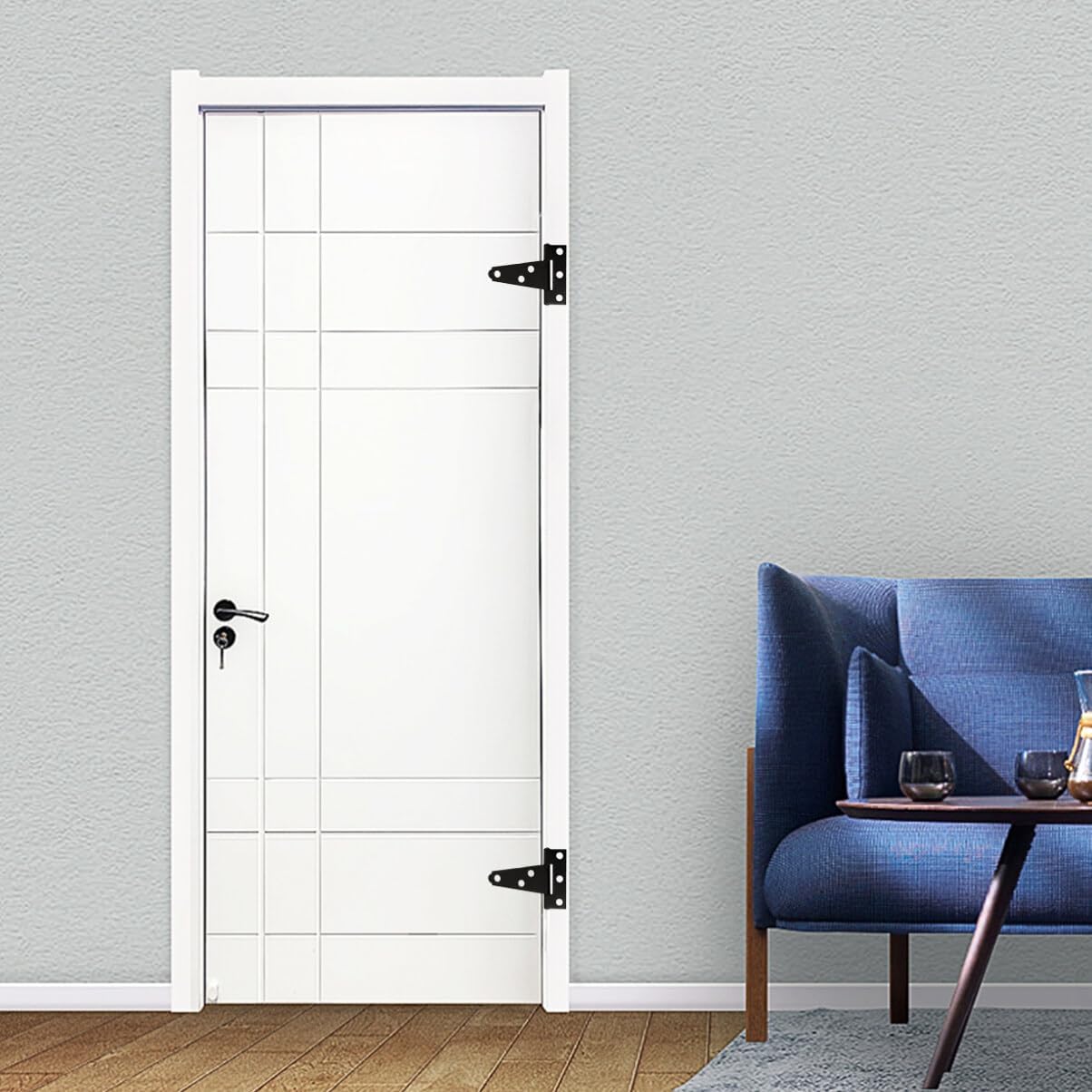 Hemoton 2-Inch T-Strap Hinges for Barn Shed Yard Doors Heavy Duty Black Barn Door Hinges for Fences Beyond