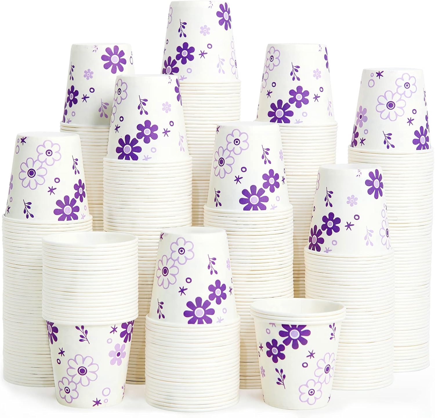 300-Pack 3oz Disposable Bathroom Cups Floral Design Perfect for Parties Birthdays and Travel