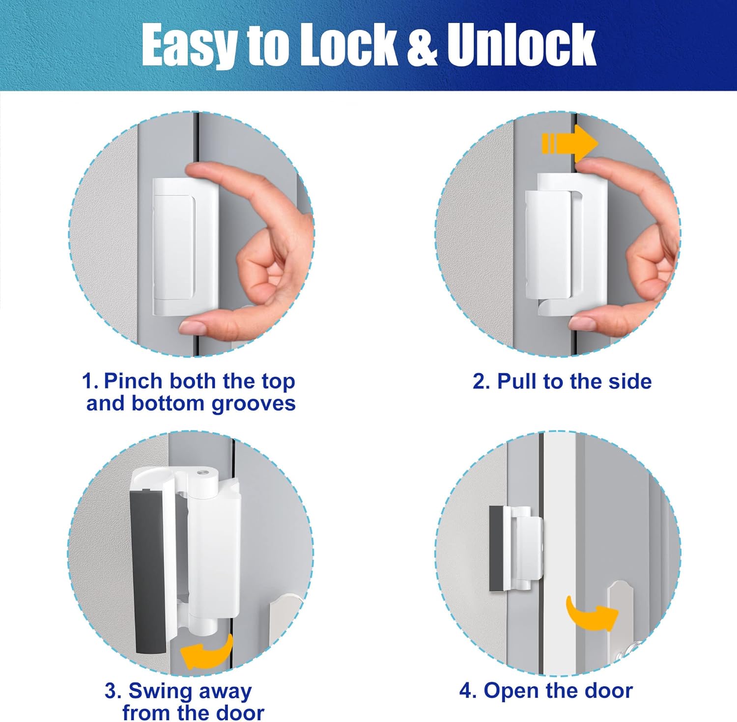 AceMining 4-Pack Door Reinforcement Lock - Sturdy Metal Alloy 800lbs Force Resistance