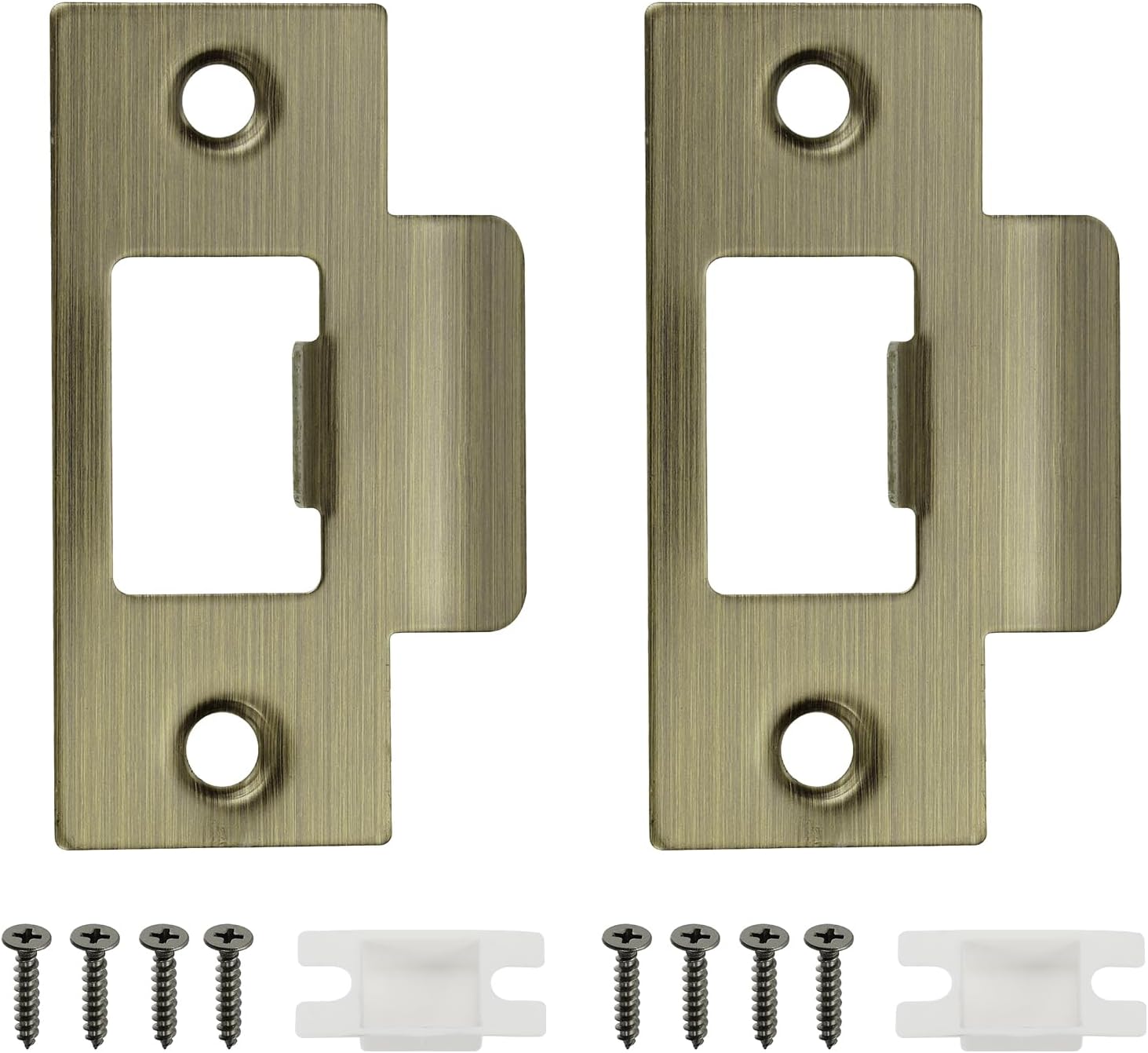 Sturdy 2 Pack Door Lock Strike Plate Set Interior Exterior Door Security Technical Grade Bronze
