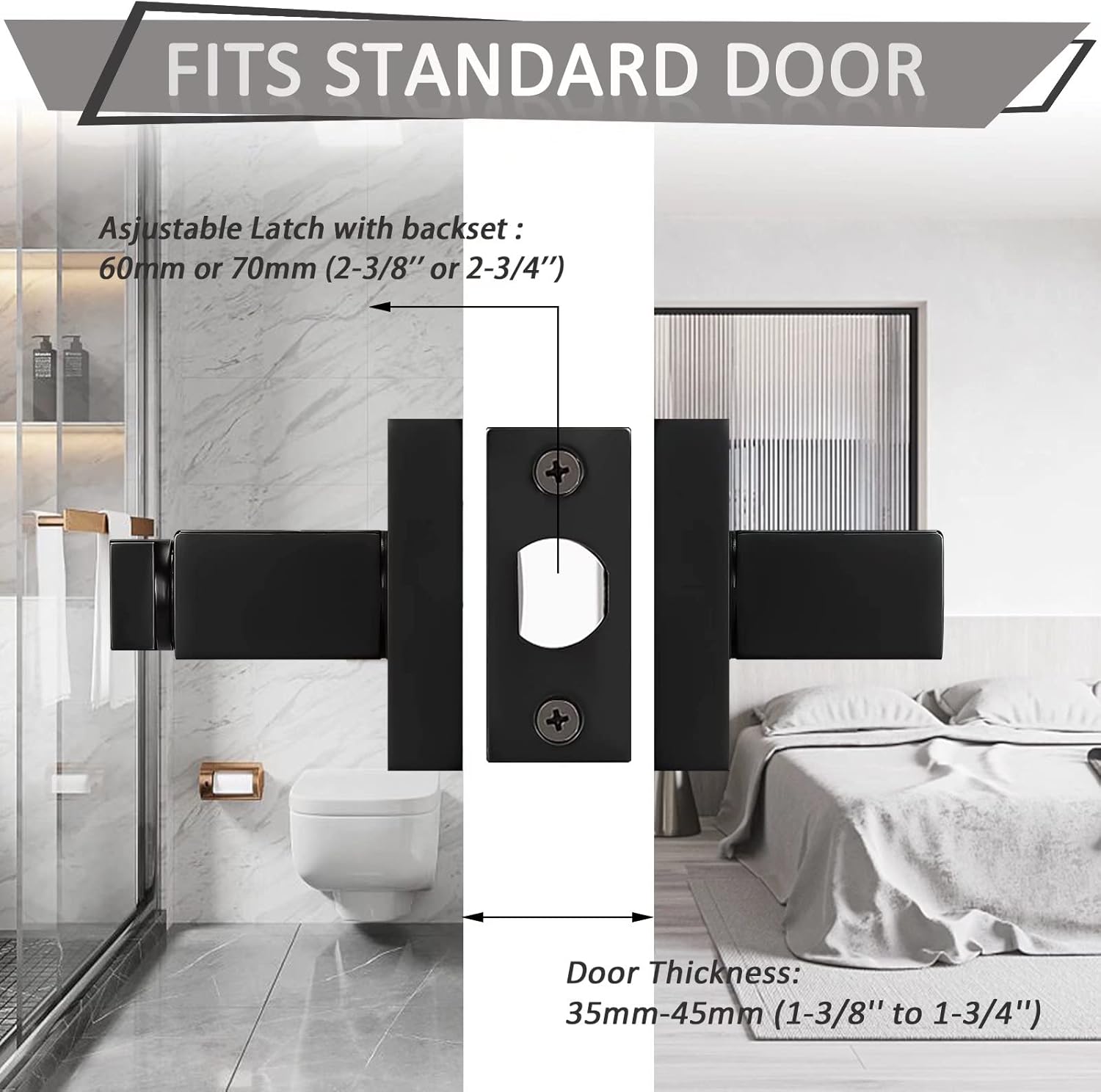 Probrico 10-Piece Matte Black Heavy Duty Privacy Door Handles Two-Handed Door Lever Lock Set for Bedroom BathroomKitchen