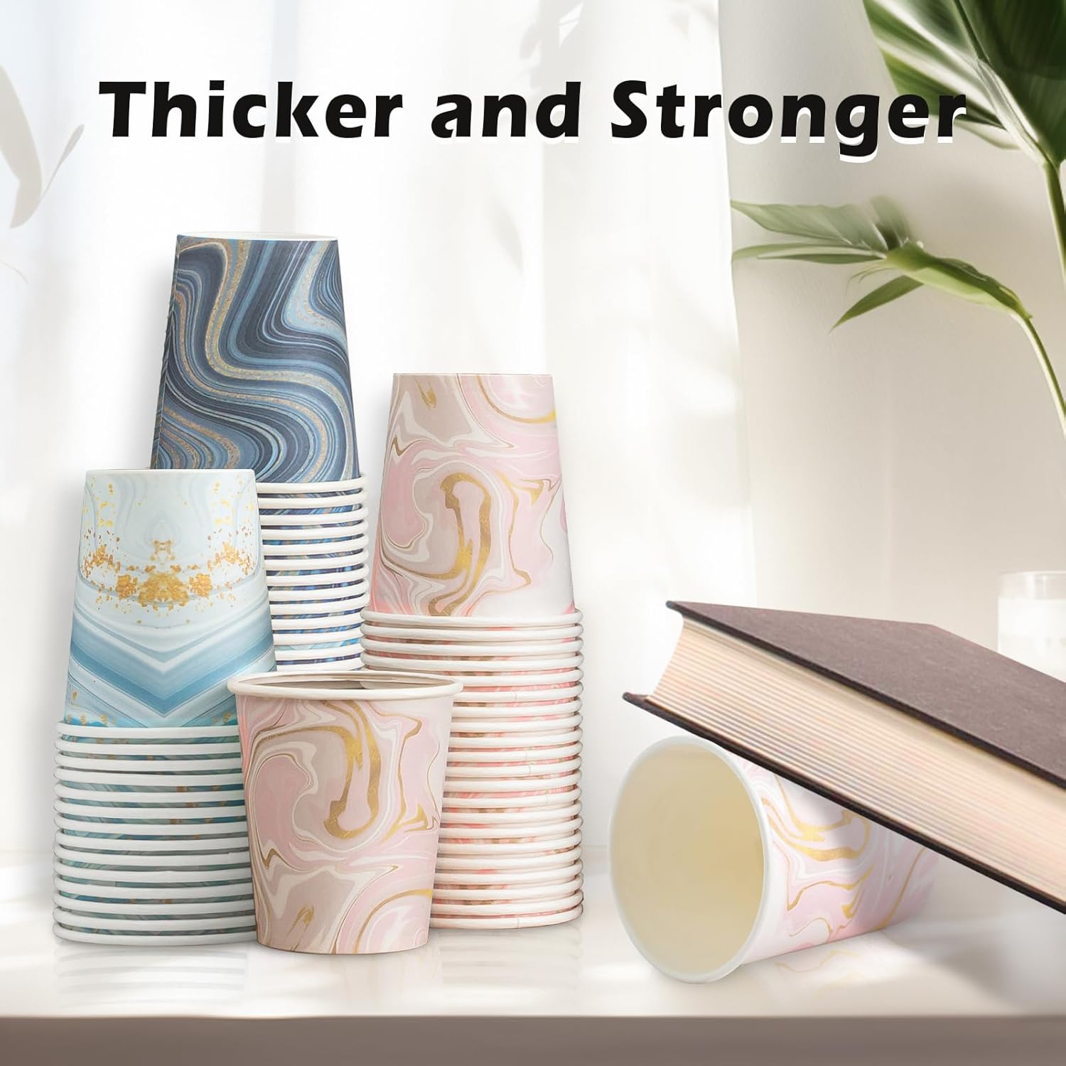 300-Pack 3oz Disposable Paper Cups Mixed Colors Perfect for Bathroom Medications Mouthwash and Small Beverages