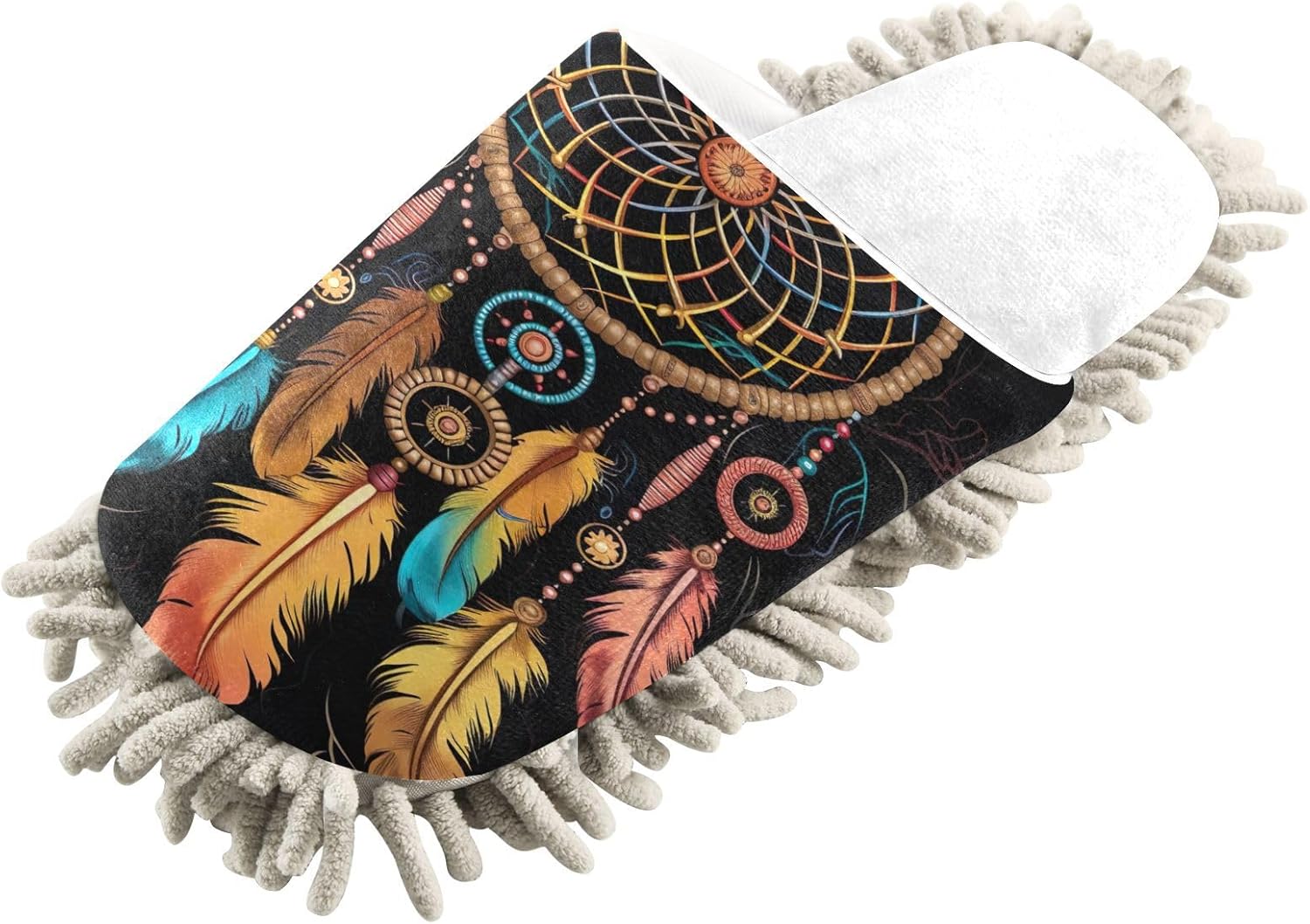 Cozy Durable White Watercolor Dreamcatcher Mop Slipper for Wood Floors