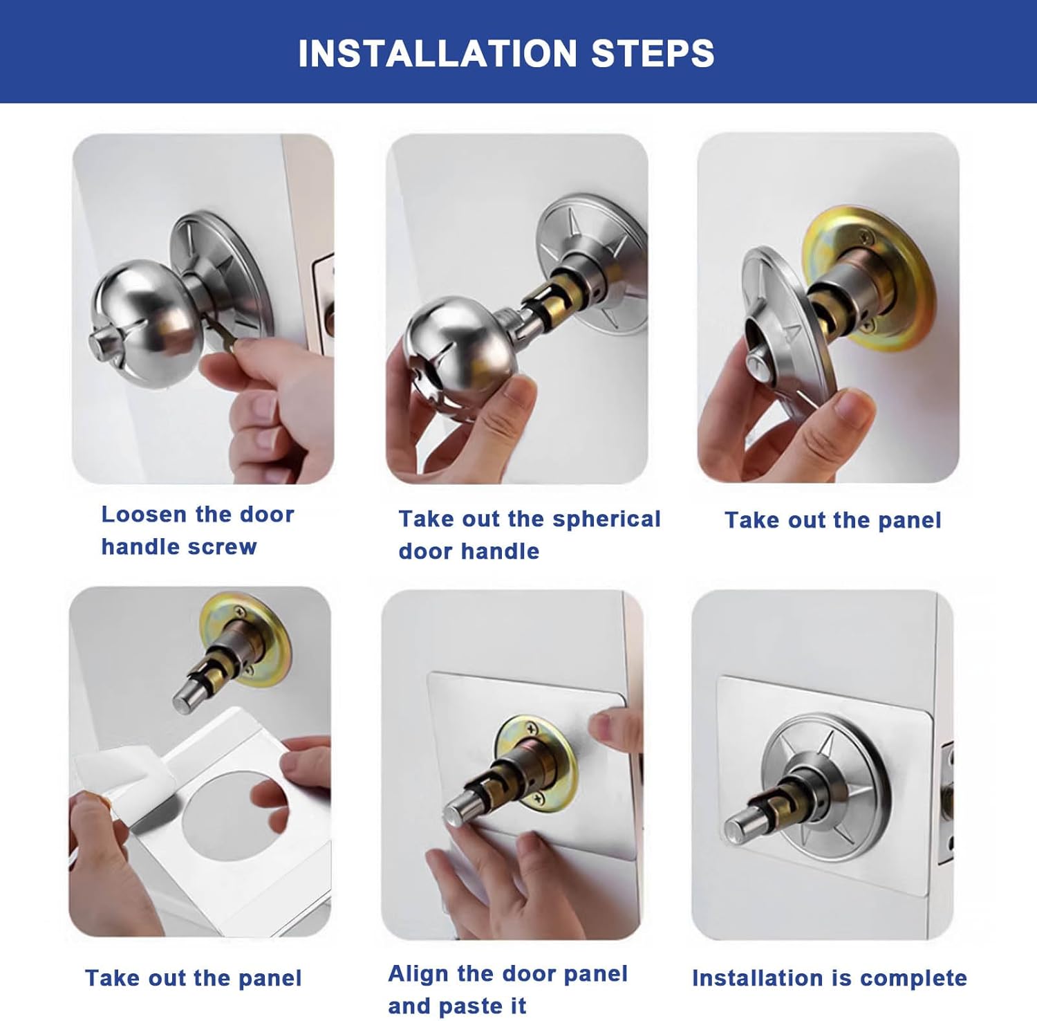 Sing FLD8-Piece 13CM x 9CM Stainless Steel Door Lock Repair Plate Set for 55CM Spherical Locks Silver