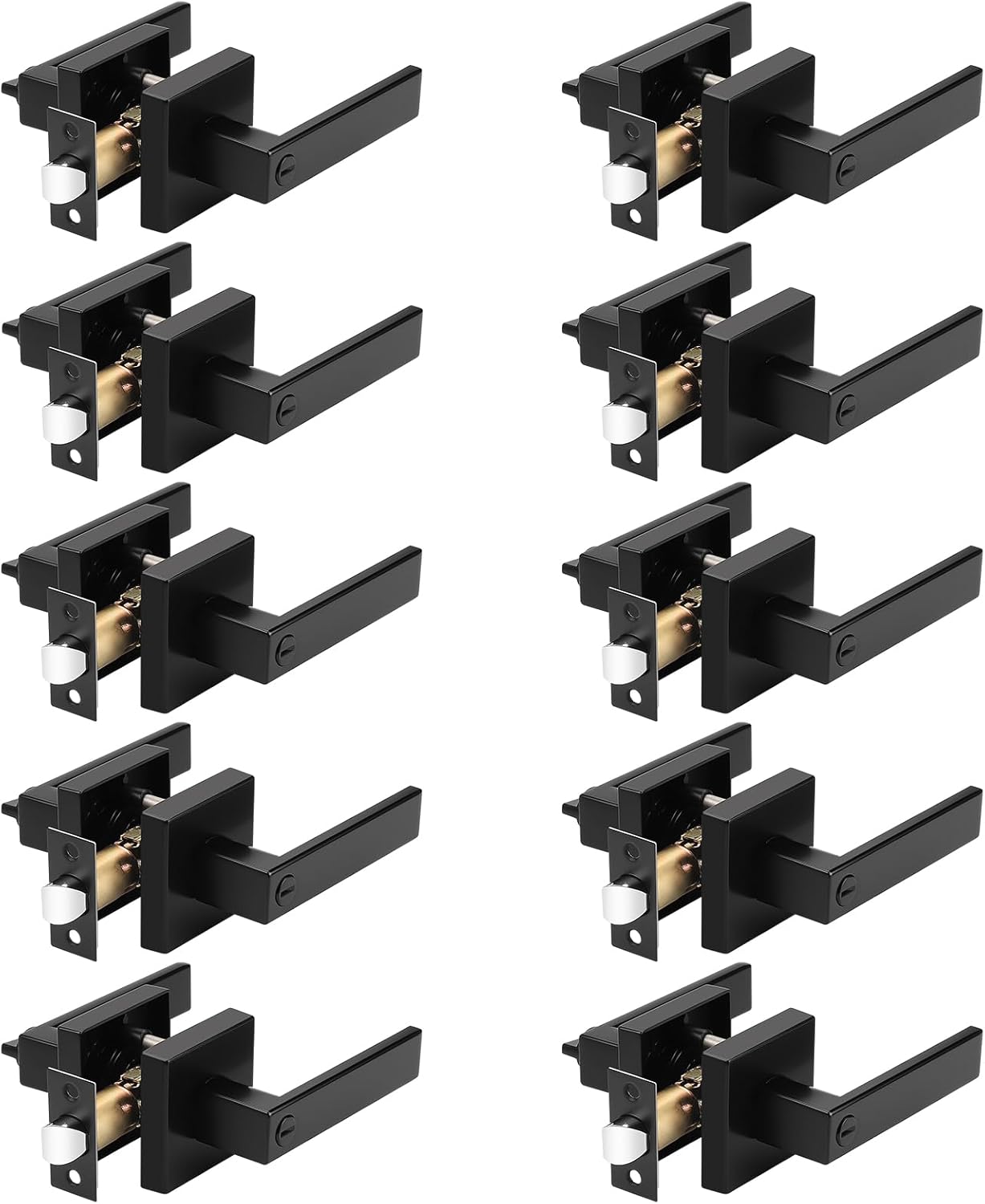 Probrico 10-Piece Matte Black Heavy Duty Privacy Door Handles Two-Handed Door Lever Lock Set for Bedroom BathroomKitchen