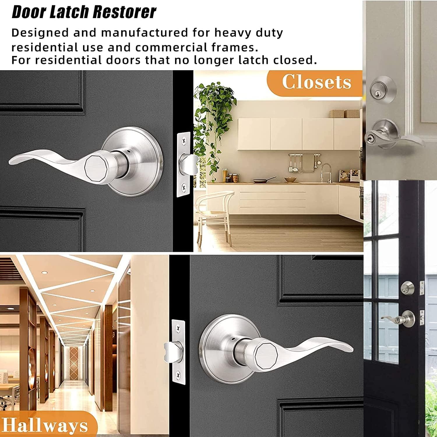 Satin Brushed Nickel Deadbolt Strike Plate Door Backplate 2-Pack 1 x 2 14 Round Corner