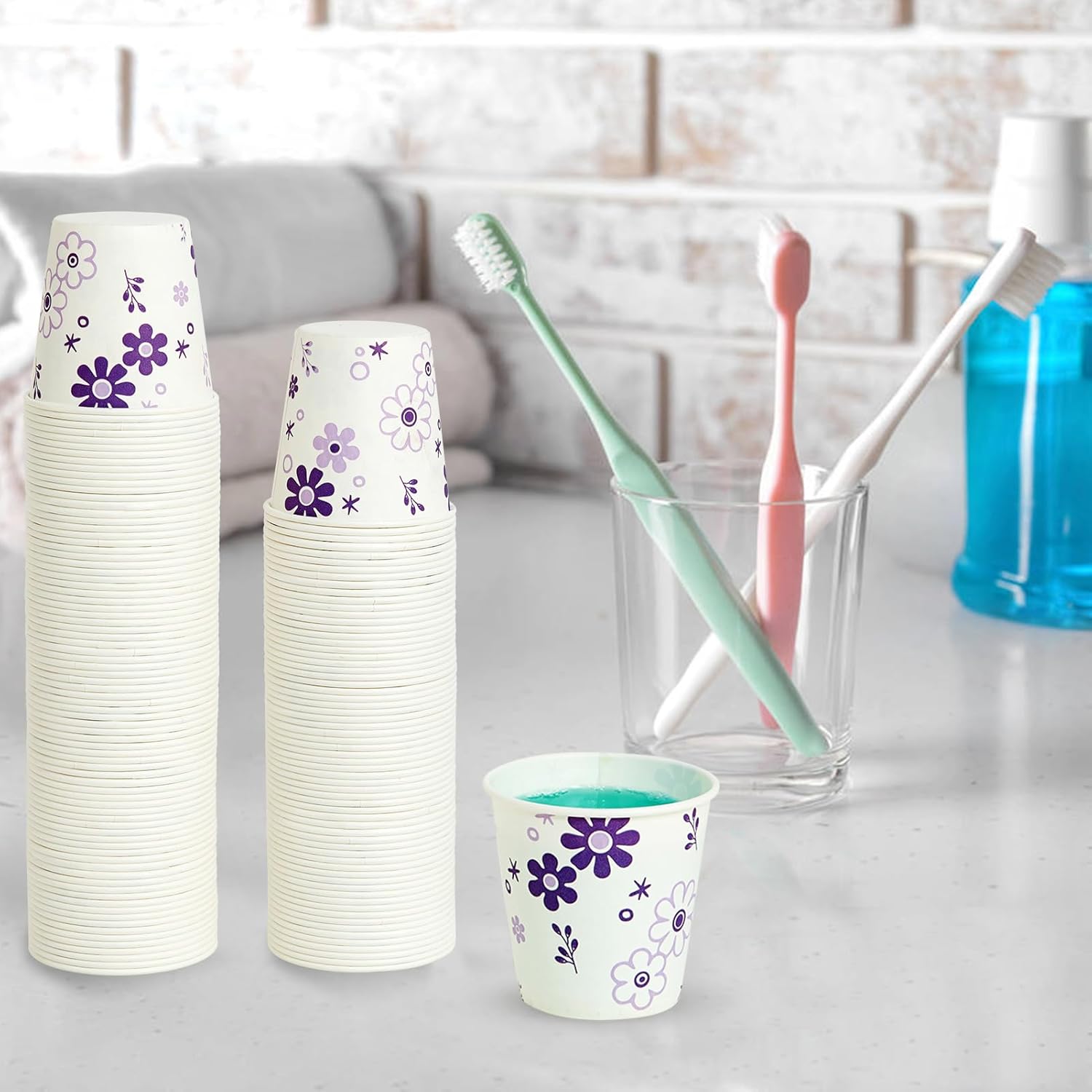300-Pack 3oz Disposable Bathroom Cups Floral Design Perfect for Parties Birthdays and Travel