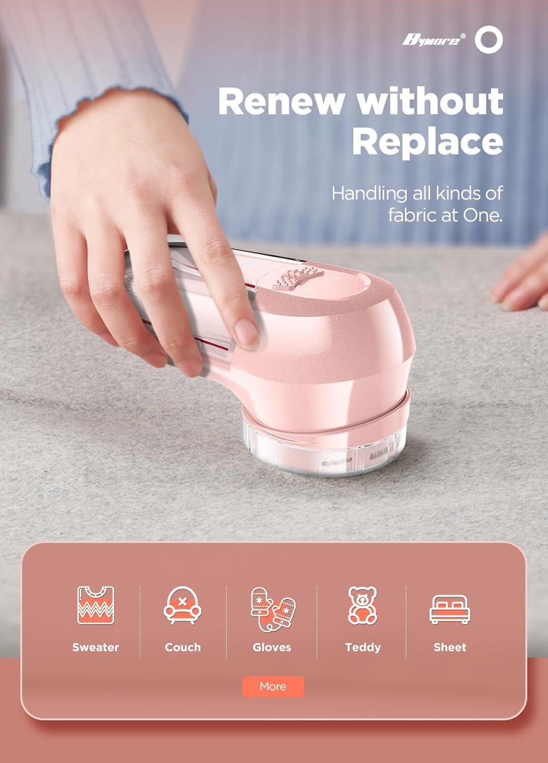 Bymore Skin Smooth Lint Shaver and Sweater Remover 3-in-1 Design for Clothes and Furniture