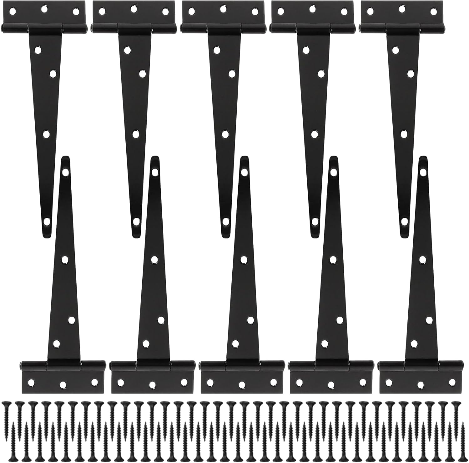 10-Piece Barn Shed Gate Hinges Heavy Duty Black T-Shaped for Outdoor Doors