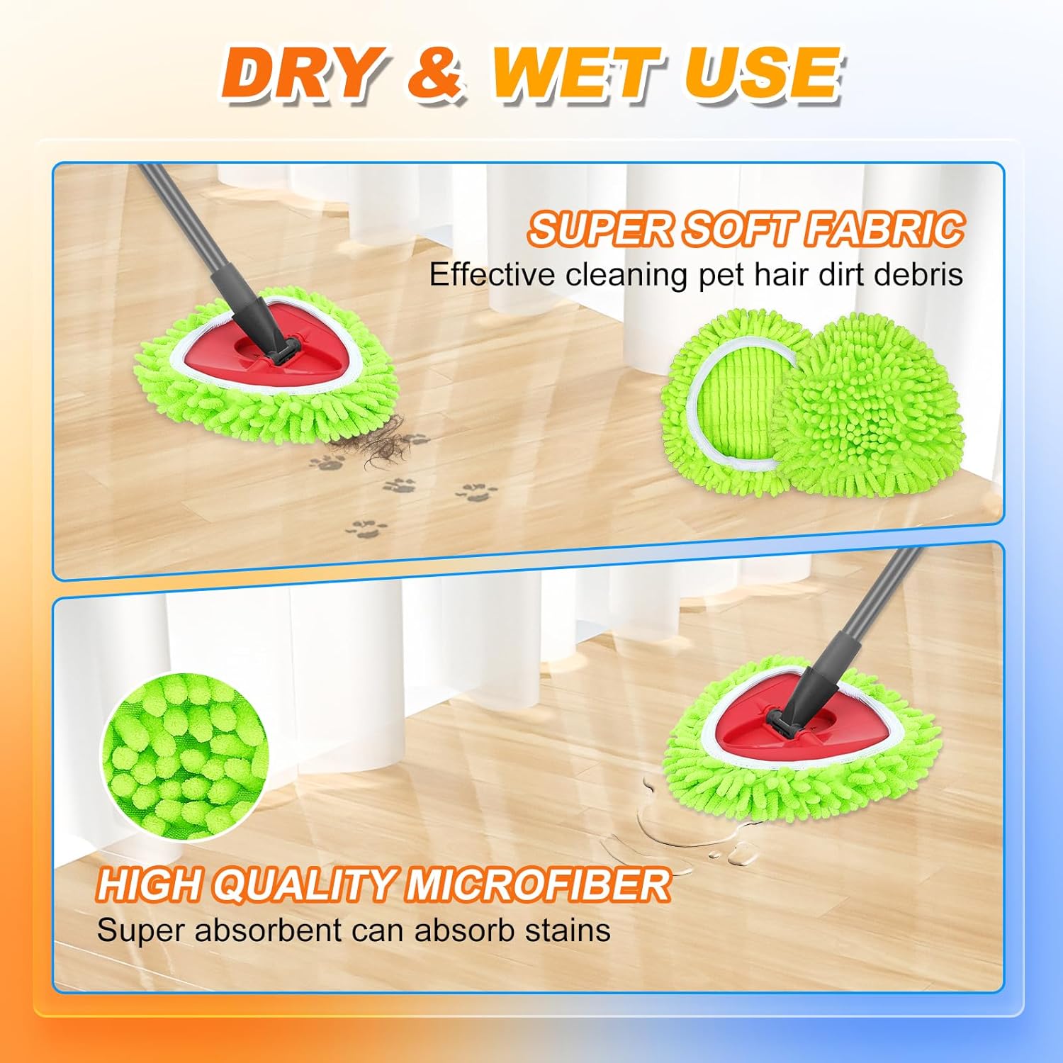 4-Piece Mop Pad Set for O-Cedar Spin Mop Microfiber Replacement Green