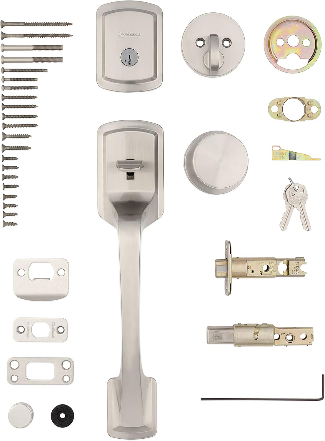 Pick-Resistant SmartKey Rekey Deadbolt Set with Microban Protection for Secure Front Door Entry