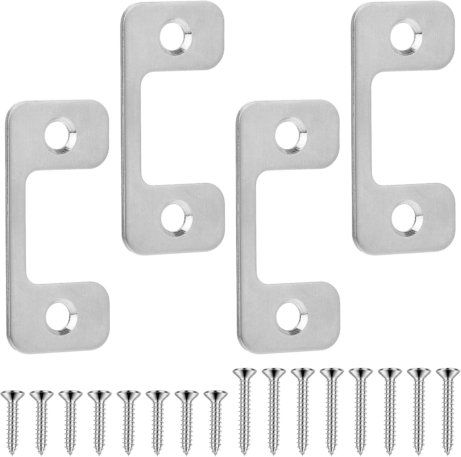 4-Piece Adjustable Door Strike Plate Set with for Exterior Doors Deadbolt Security
