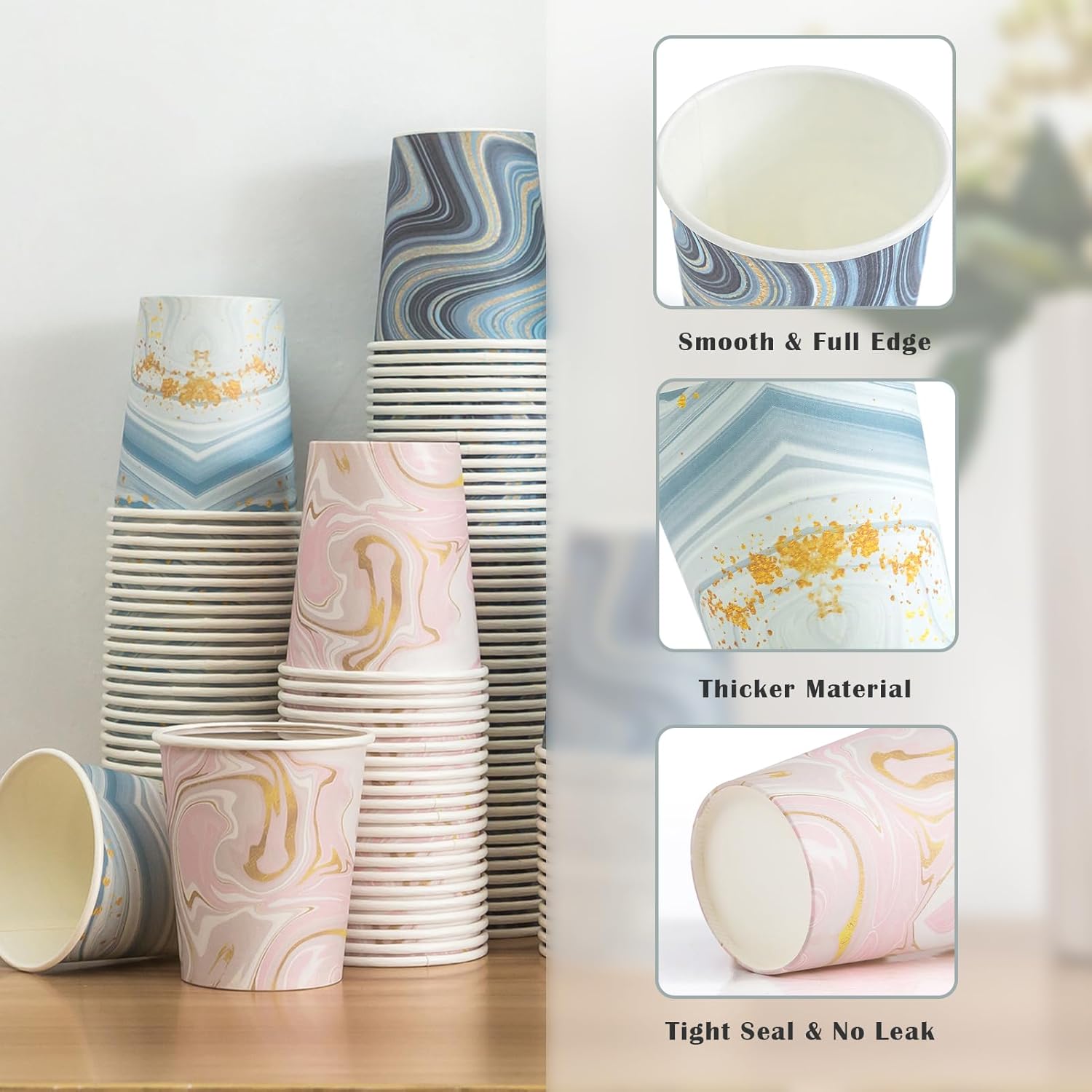 300-Pack 3oz Disposable Paper Cups Mixed Colors Perfect for Bathroom Medications Mouthwash and Small Beverages