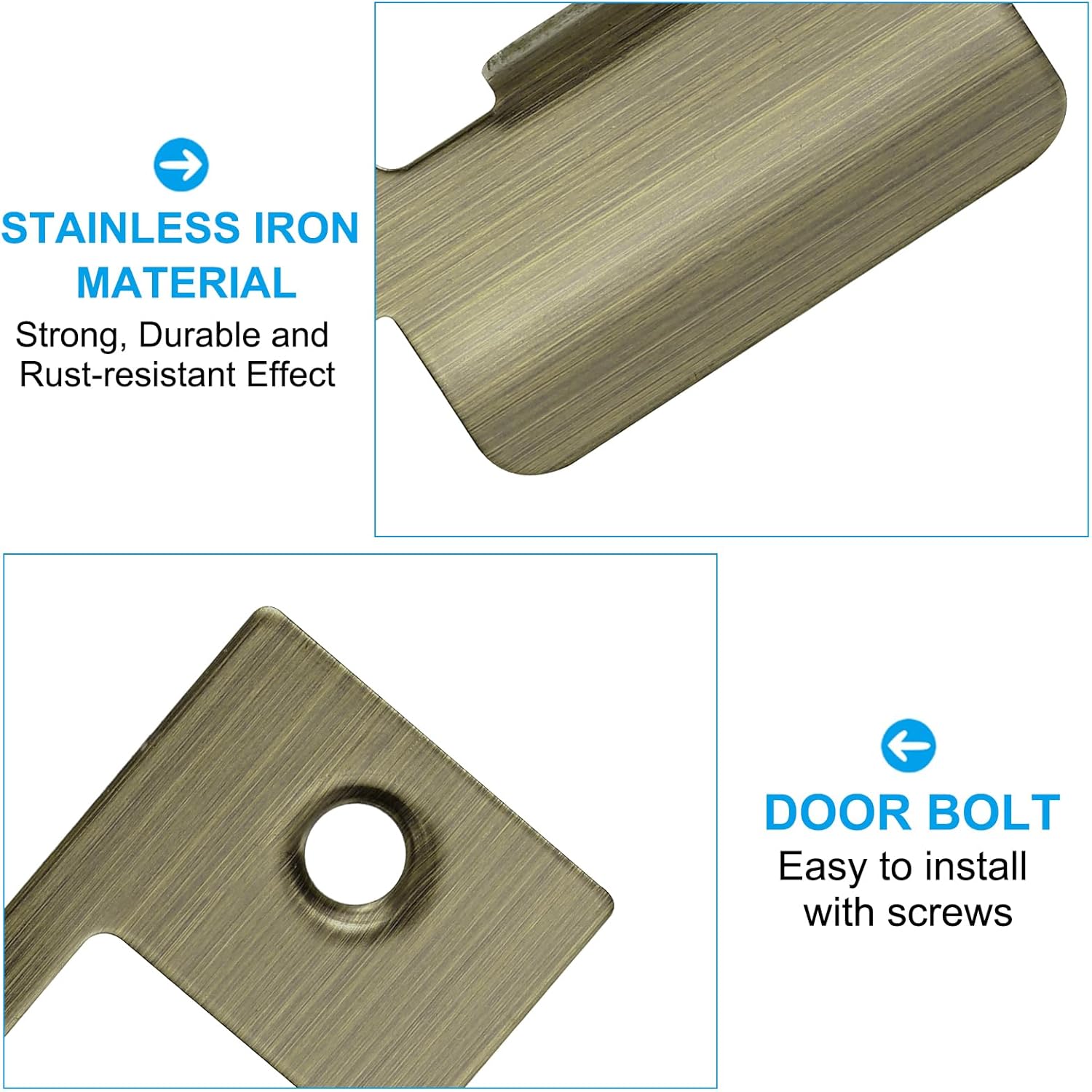 Sturdy 2 Pack Door Lock Strike Plate Set Interior Exterior Door Security Technical Grade Bronze