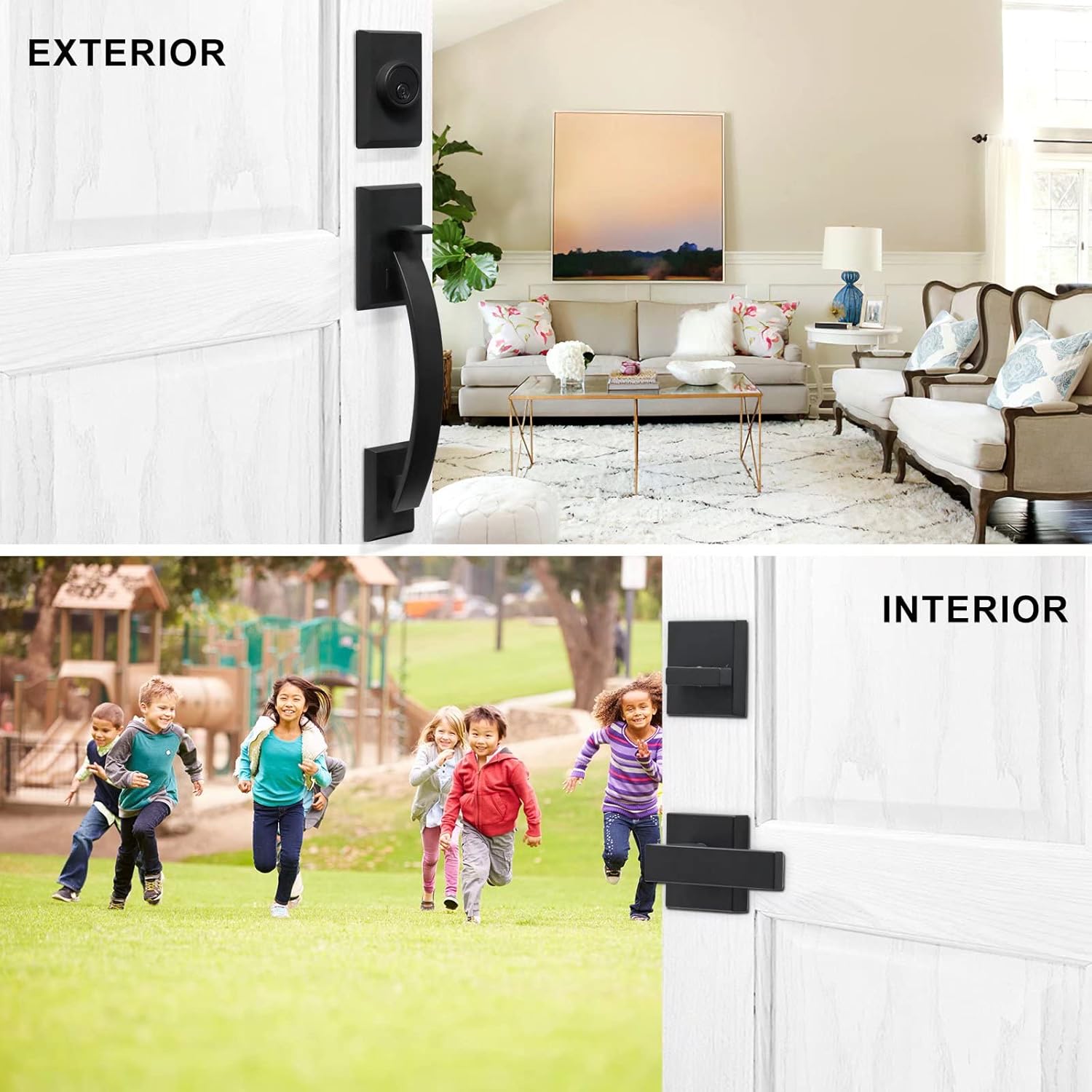 NeuTypePremium Double Door Handle Set with Heavy Duty Lock for Home Commercial Use