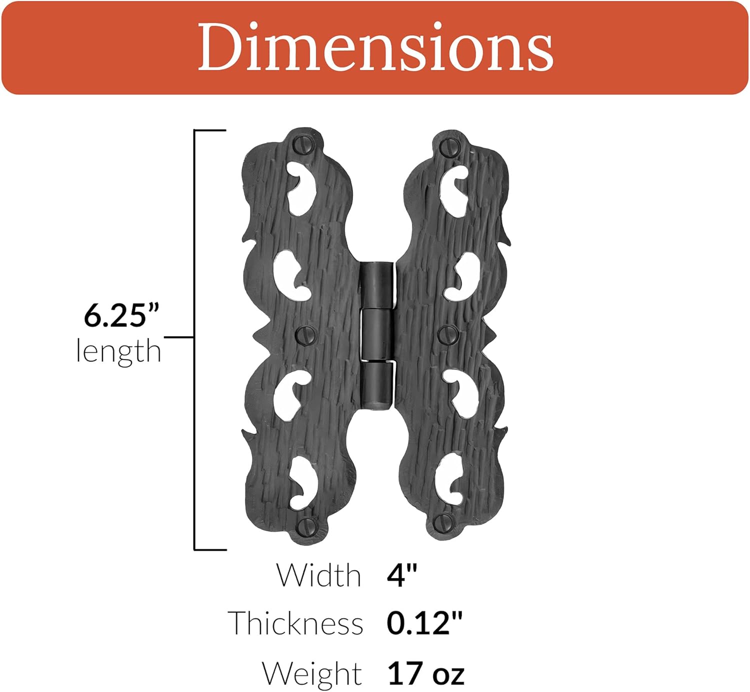 2-Piece Black Wrought Iron Door Hinges for Farmhouse Barn Doors